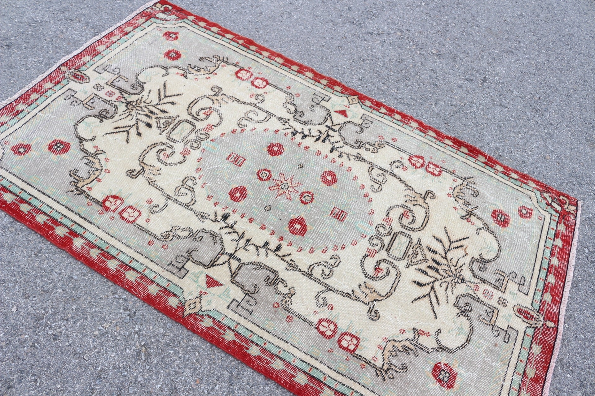 Cool Rug, Beige Home Decor Rugs, Pastel Rugs, Rugs for Indoor, Turkish Rug, Vintage Rugs, 3.9x6.5 ft Area Rug, Antique Rug, Living Room Rug