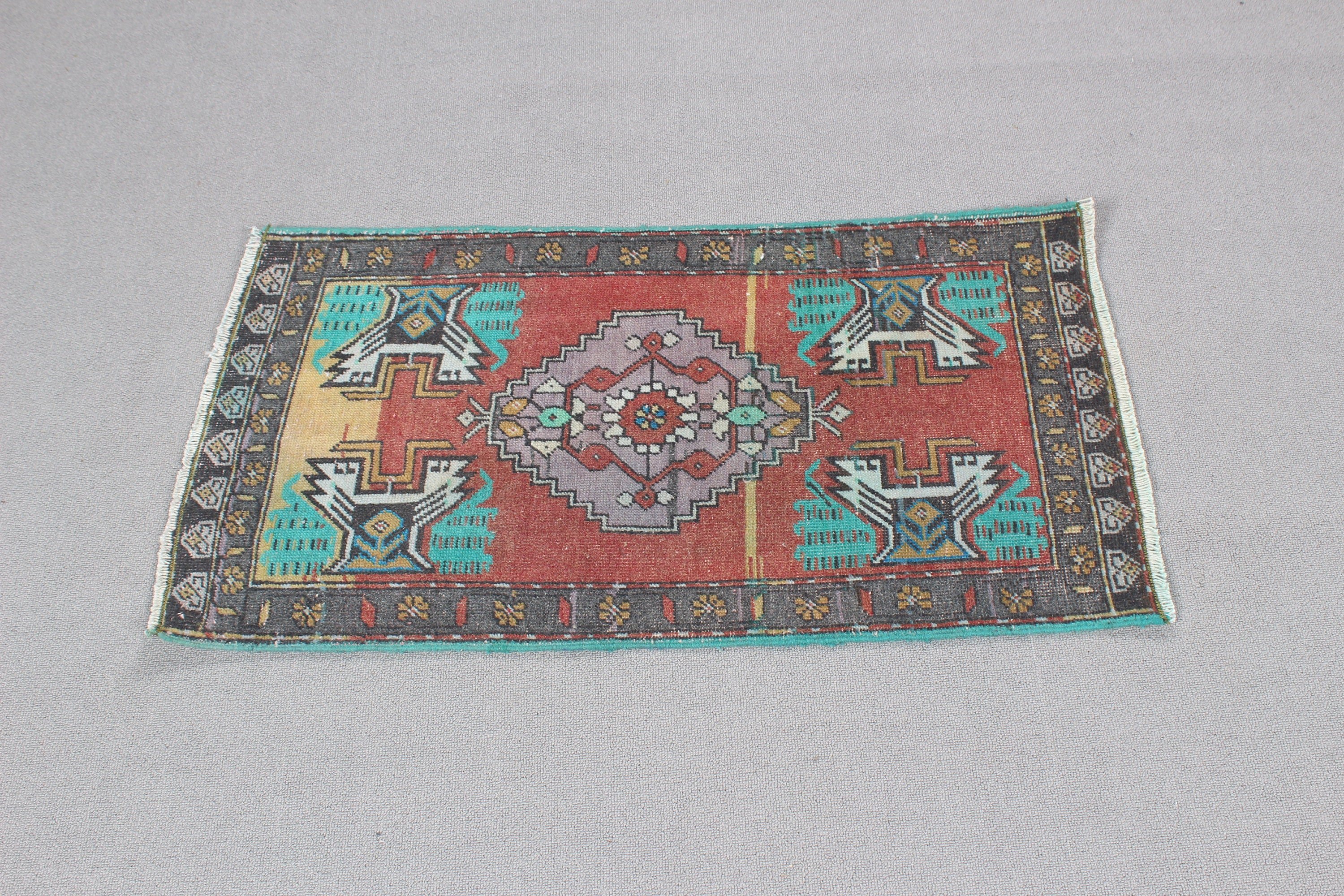 El Yapımı Halı, Kahverengi Boho Halılar, Banyo Halısı, Küçük Vintage Halı, Vintage Halı, 1.7x3.1 ft Küçük Halılar, Oushak Halıları, Türk Halısı, Fas Halısı