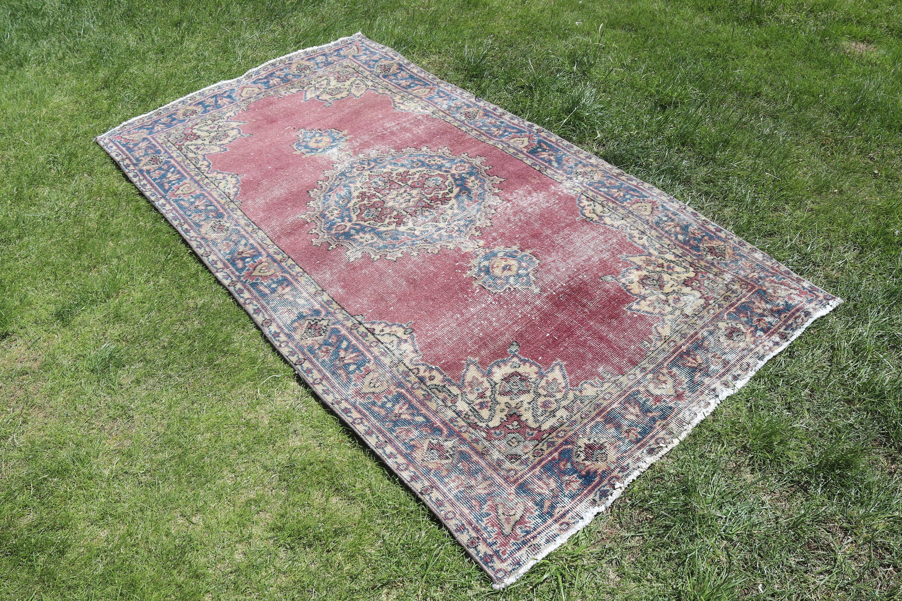 3,5x6,8 ft Accent Halı, Boho Accent Halılar, Yer Halıları, Aztek Halısı, Mavi Fas Halıları, Yatak Odası Halıları, Vintage Halı, Türk Halısı, Oushak Halıları