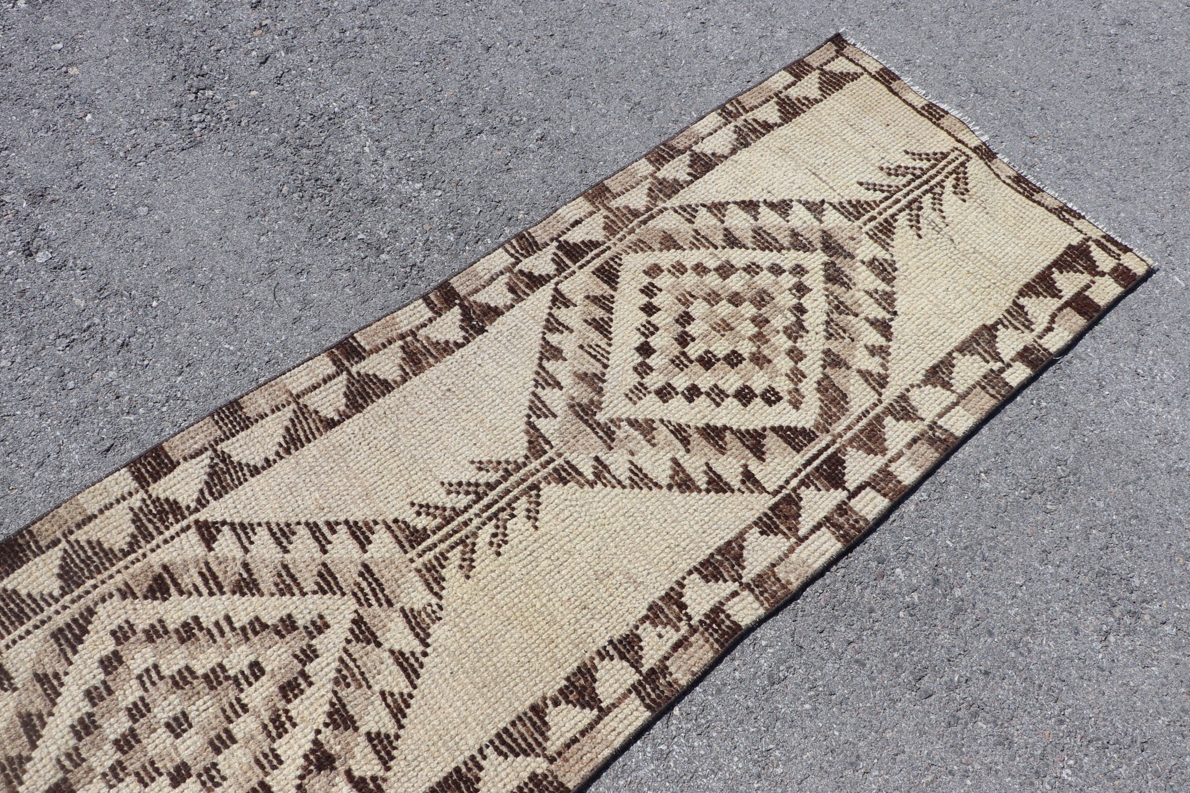 2.3x10.5 ft Runner Rug, Home Decor Rug, Turkish Rug, Beige Oushak Rugs, Kitchen Rug, Rugs for Runner, Hallway Rug, Vintage Rugs, Pale Rug