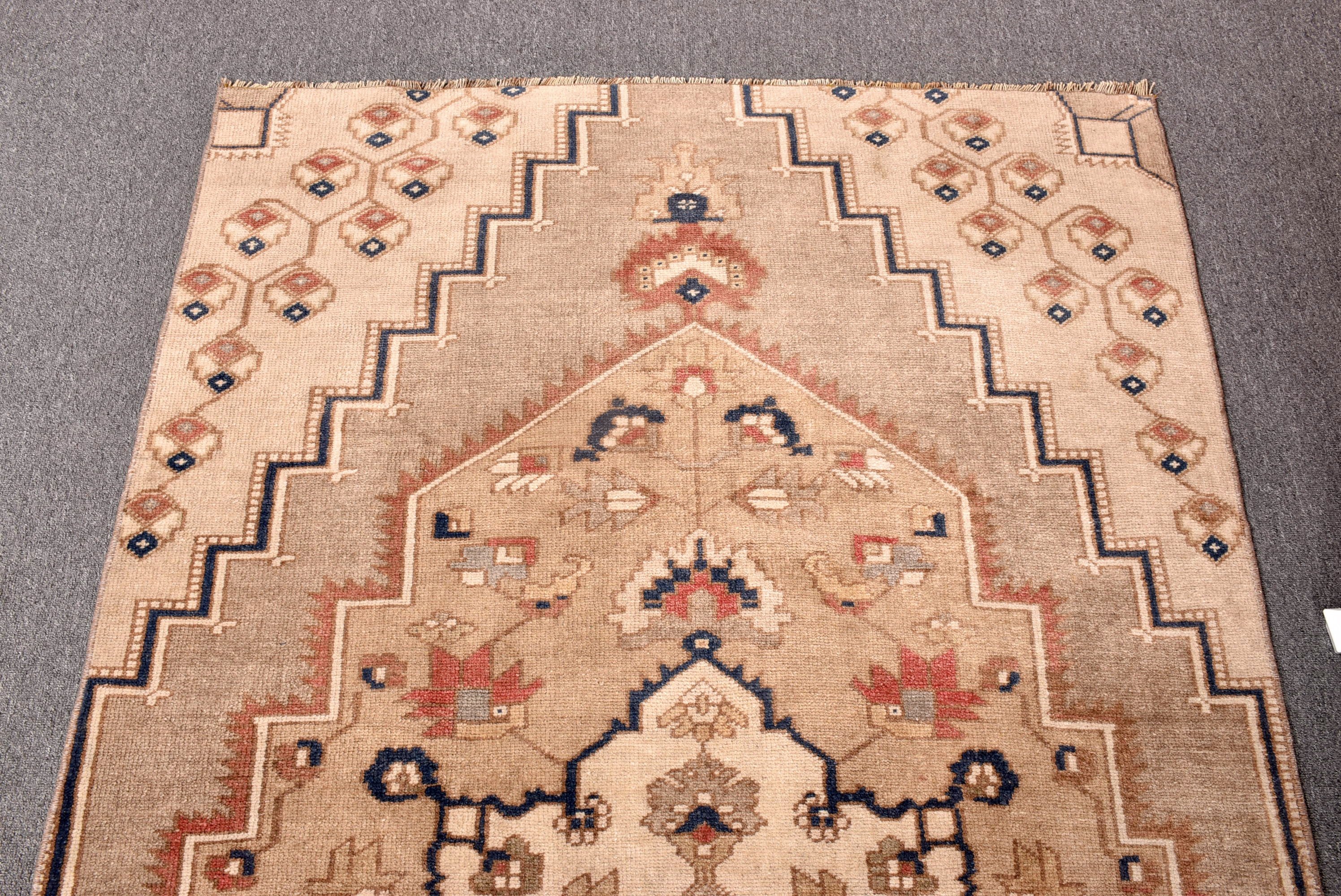 Bej 3,8x7,5 ft Alan Kilimi, Açıklama Kilimi, Oushak Alan Kilimi, Yemek Odası Halısı, Türk Halısı, Mutfak Halıları, Vintage Halı, Boho Halı