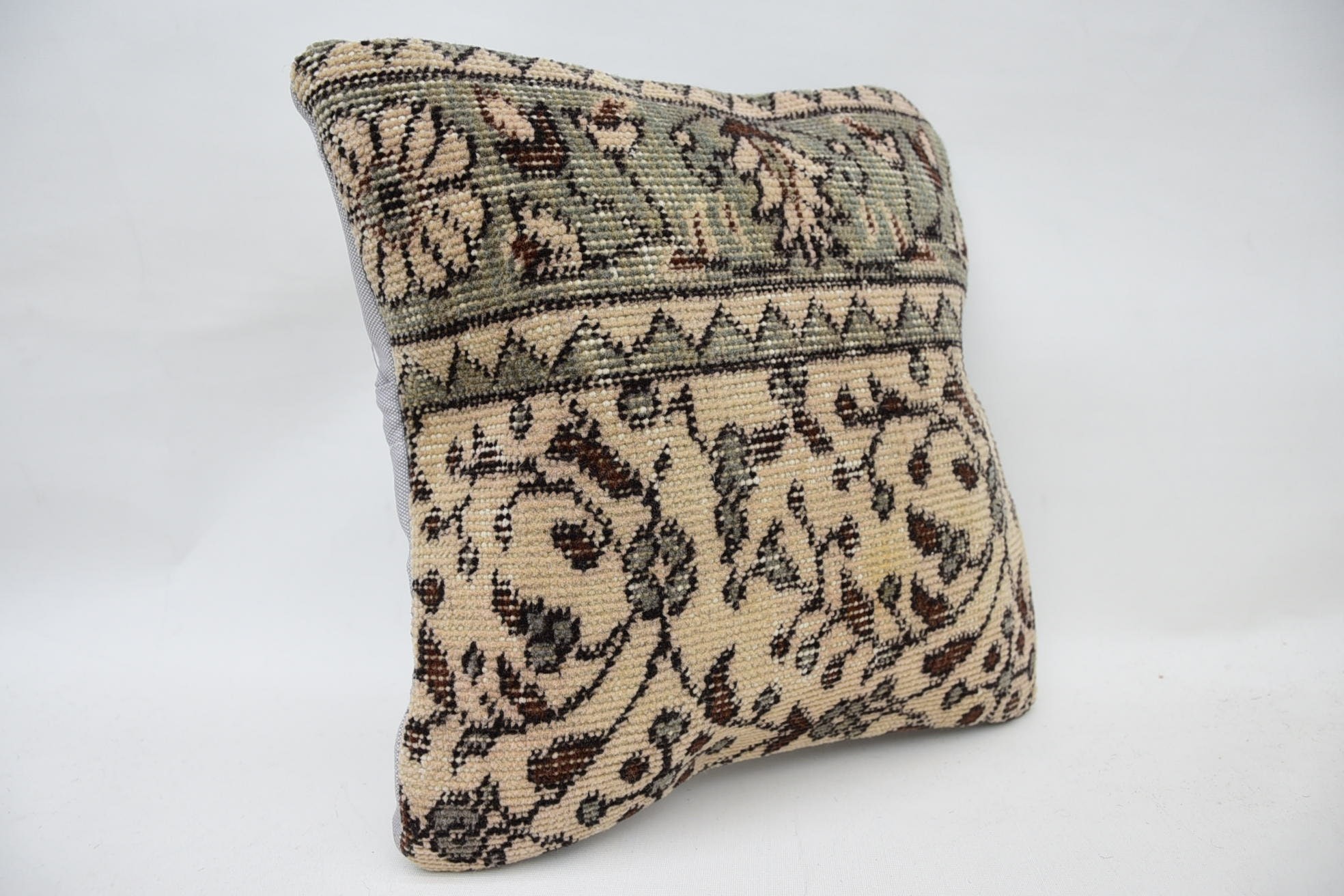 14"x14" Beige Pillow Sham, Antique Pillows, Cotton Cushion Case, Gift Pillow, Pet Cushion Cover, Oriental Pillow Case, Pillow for Sofa