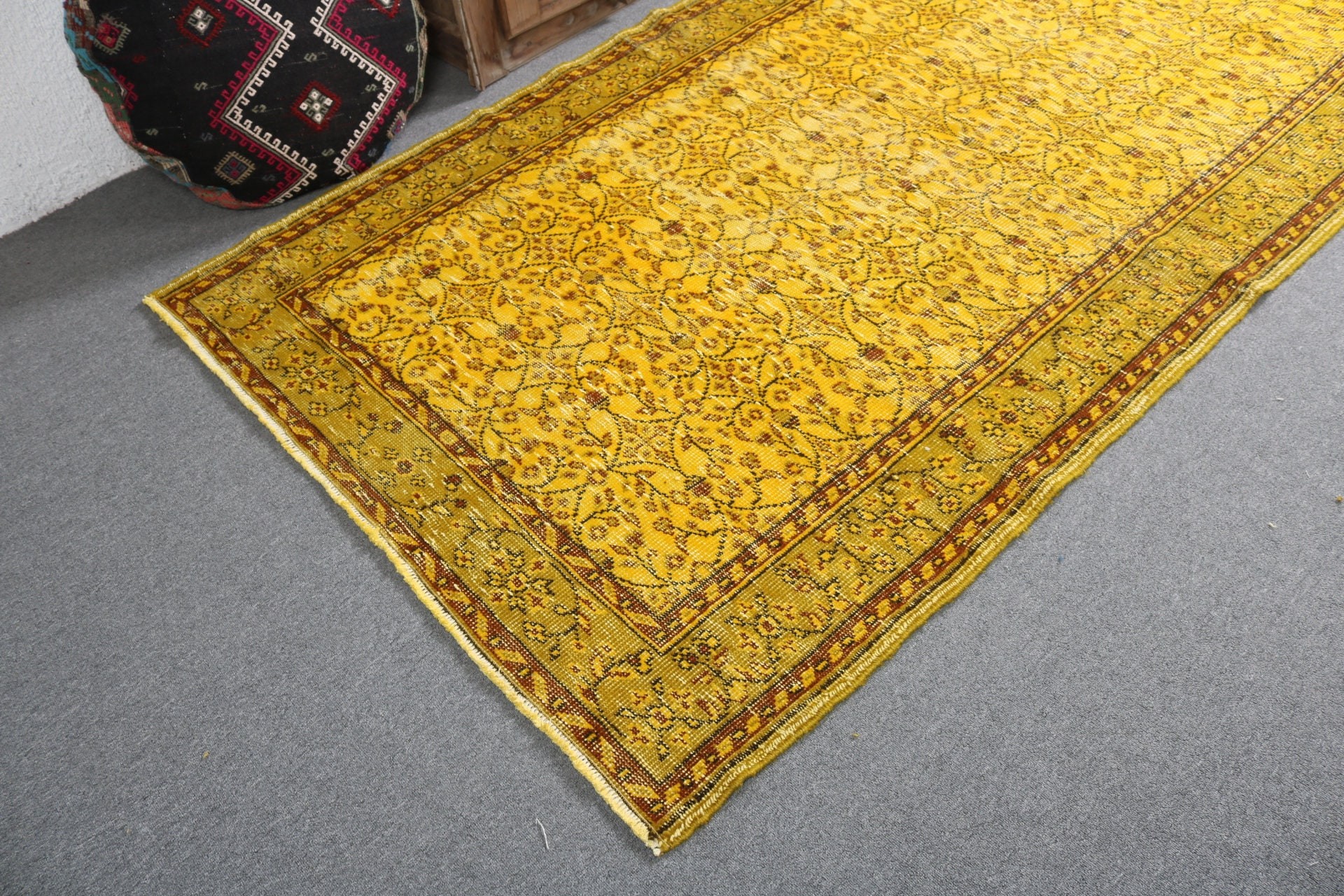 4.7x8.6 ft Large Rugs, Moroccan Rugs, Turkish Rug, Anatolian Rugs, Yellow Floor Rug, Vintage Rug, Dining Room Rugs, Living Room Rug