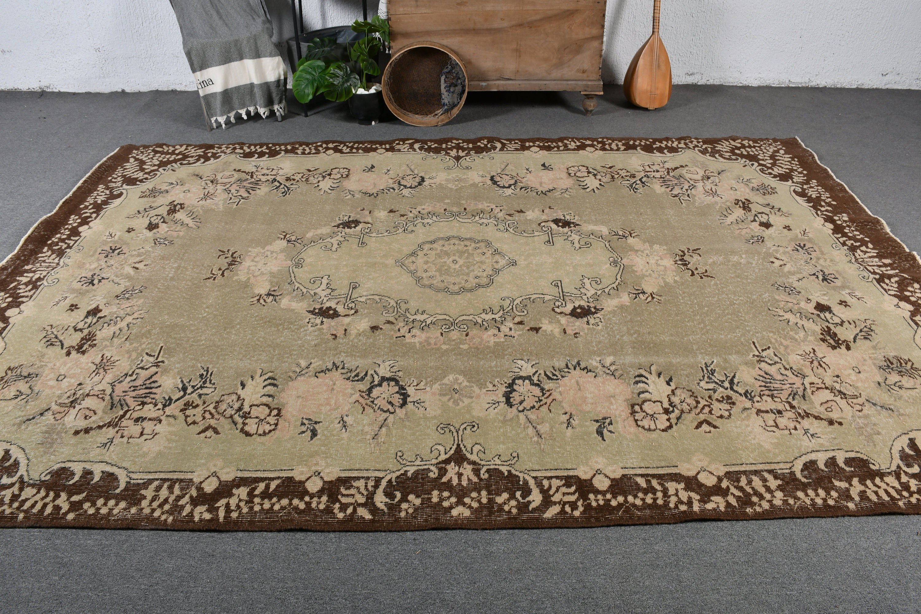 Boho Rugs, 7.1x10.6 ft Oversize Rugs, Salon Rug, Brown Kitchen Rug, Saloon Rug, Moroccan Rug, Turkish Rugs, Vintage Rug, Home Decor Rugs