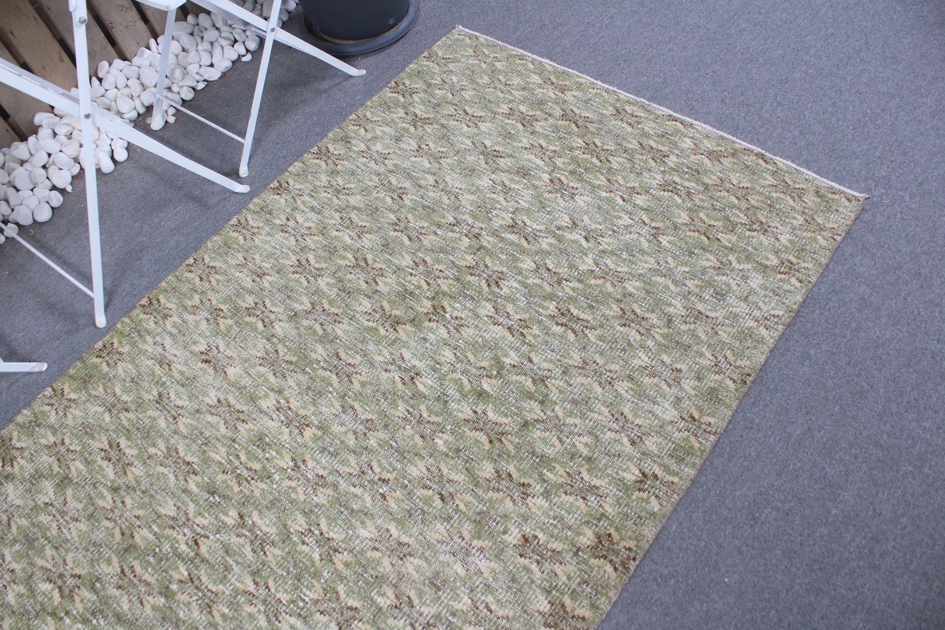 Kitchen Rug, Oushak Rug, Indoor Rug, Green  3.7x6.8 ft Area Rugs, Wedding Rugs, Vintage Rug, Turkish Rug, Rugs for Indoor