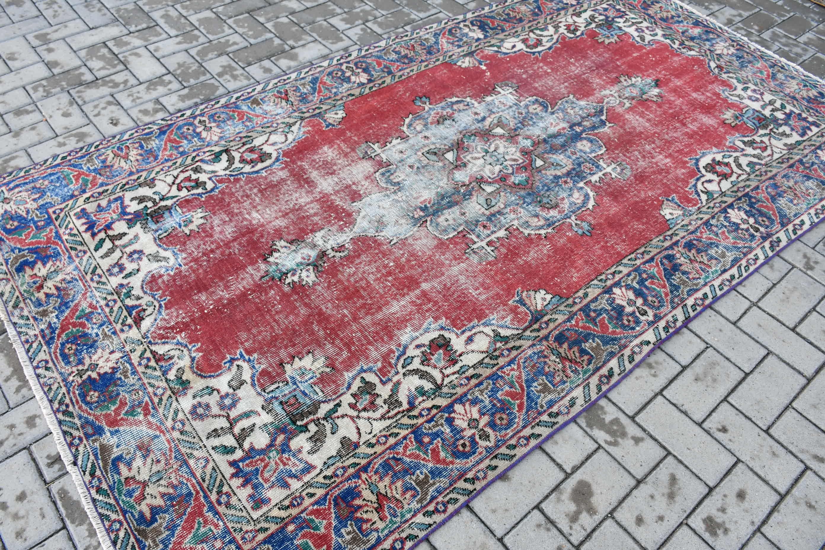 Kitchen Rug, Vintage Rugs, Dining Room Rug, Oriental Rugs, Living Room Rug, Turkey Rugs, Red Antique Rug, Turkish Rug, 4.7x8.5 ft Area Rugs