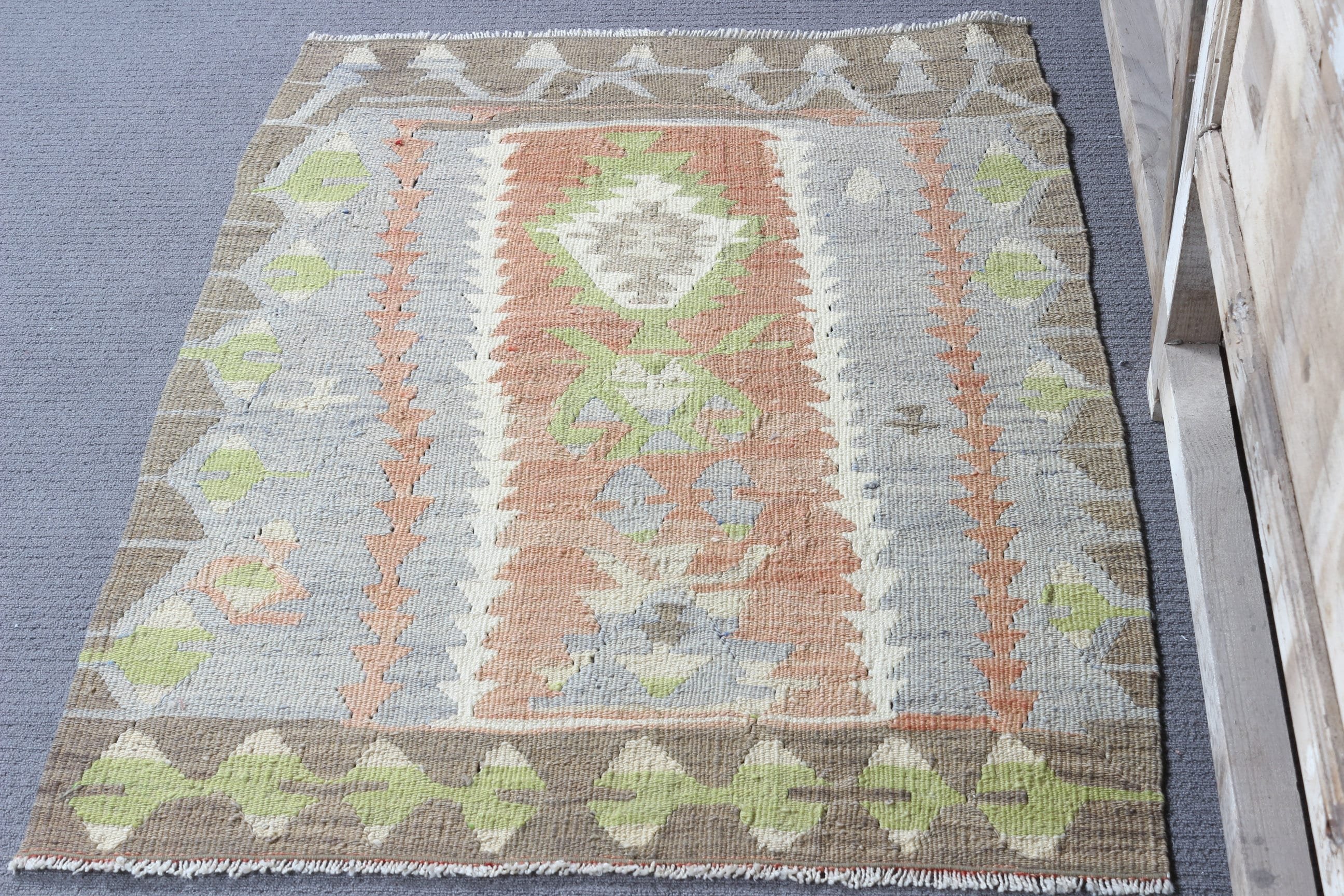 Turkish Rug, 2.3x3.3 ft Small Rugs, Moroccan Rug, Bathroom Rugs, Kilim, Car Mat Rug, Pale Rug, Brown Floor Rug, Vintage Rug