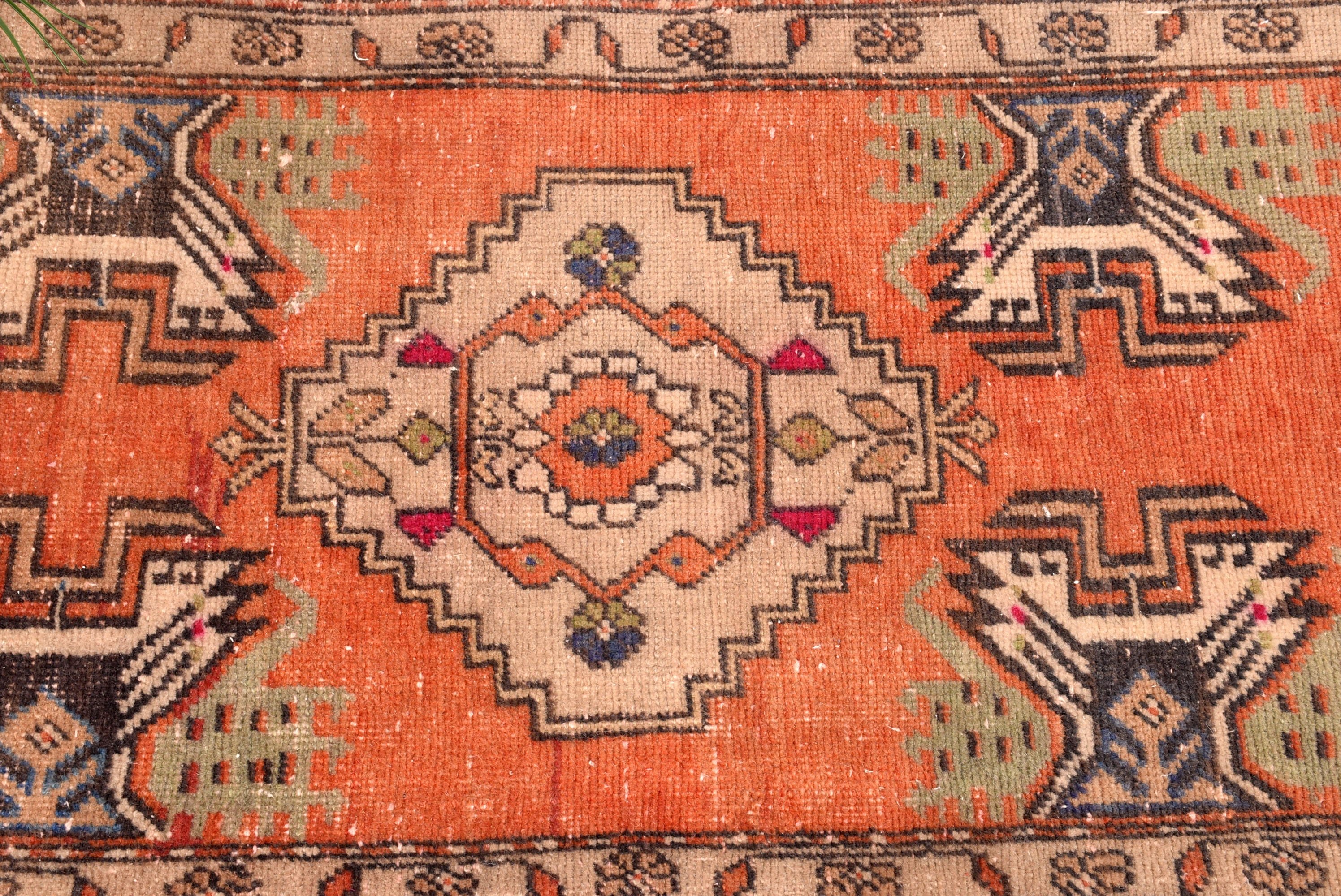 Vintage Rug, Antique Rugs, Oriental Rugs, Bath Rugs, Bedroom Rug, Orange Floor Rug, Rugs for Door Mat, Turkish Rug, 1.8x3.4 ft Small Rug