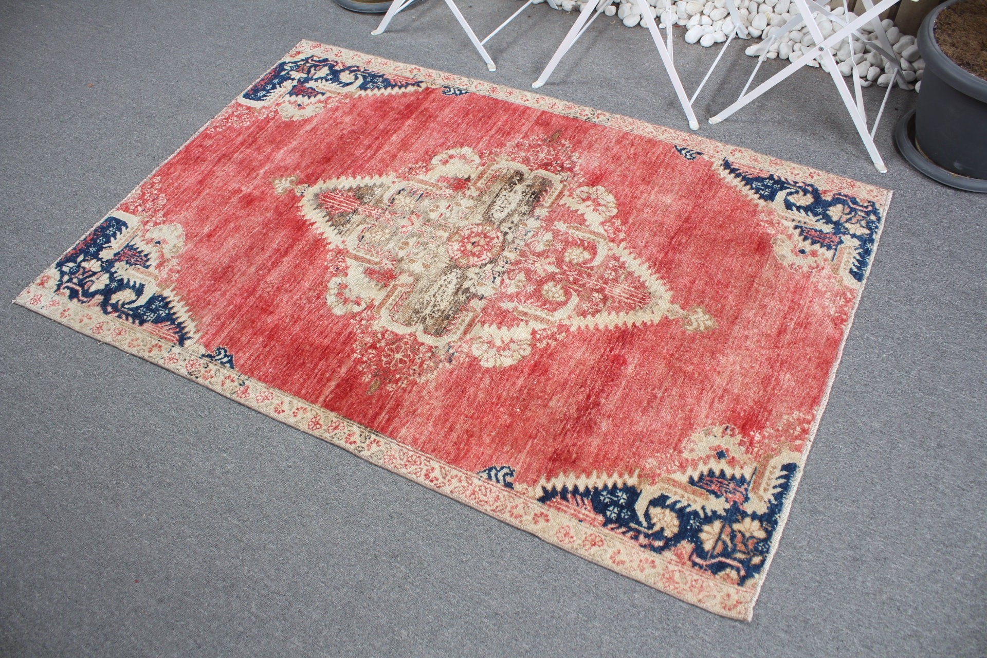 Vintage Rug, Turkish Rug, Nursery Rug, 3.6x5.4 ft Accent Rug, Red Bedroom Rug, Eclectic Rug, Floor Rug, Rugs for Entry