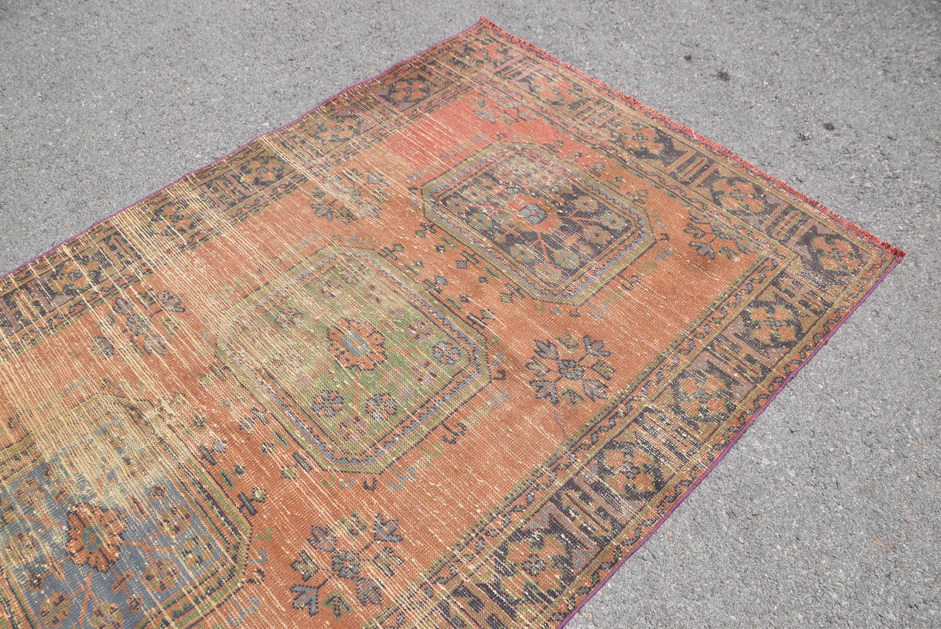 Corridor Rug, 4.6x11.5 ft Runner Rugs, Authentic Rug, Vintage Rugs, Oushak Rug, Orange Home Decor Rugs, Turkish Rug, Hallway Rug, Wool Rug