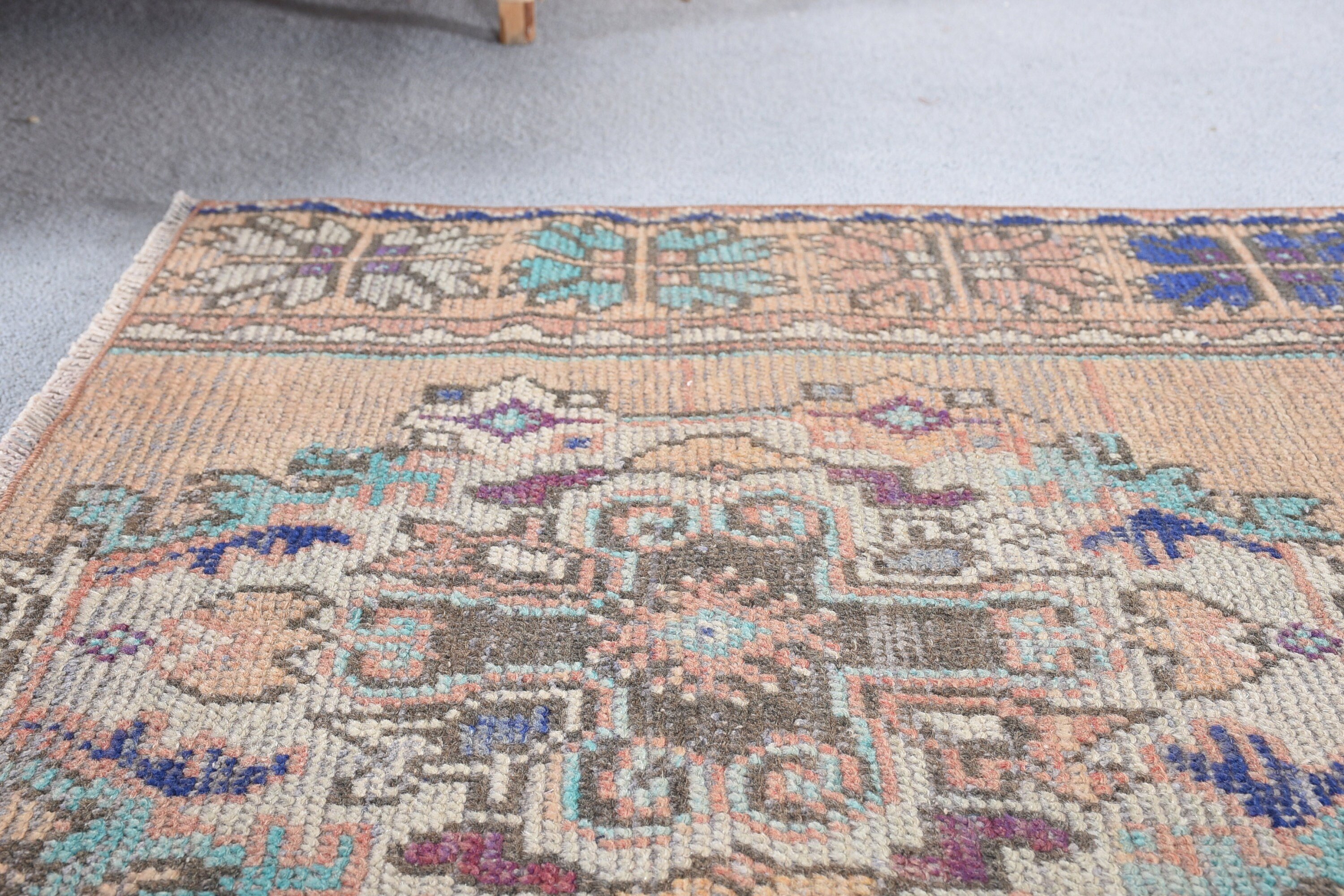 3x3,3 ft Küçük Halılar, Vintage Halı, Oryantal Halılar, Mutfak Halıları, Giriş Halıları, Türk Halıları, Yer Halısı, Kahverengi Soğuk Halı, Duvara Asılı Halılar