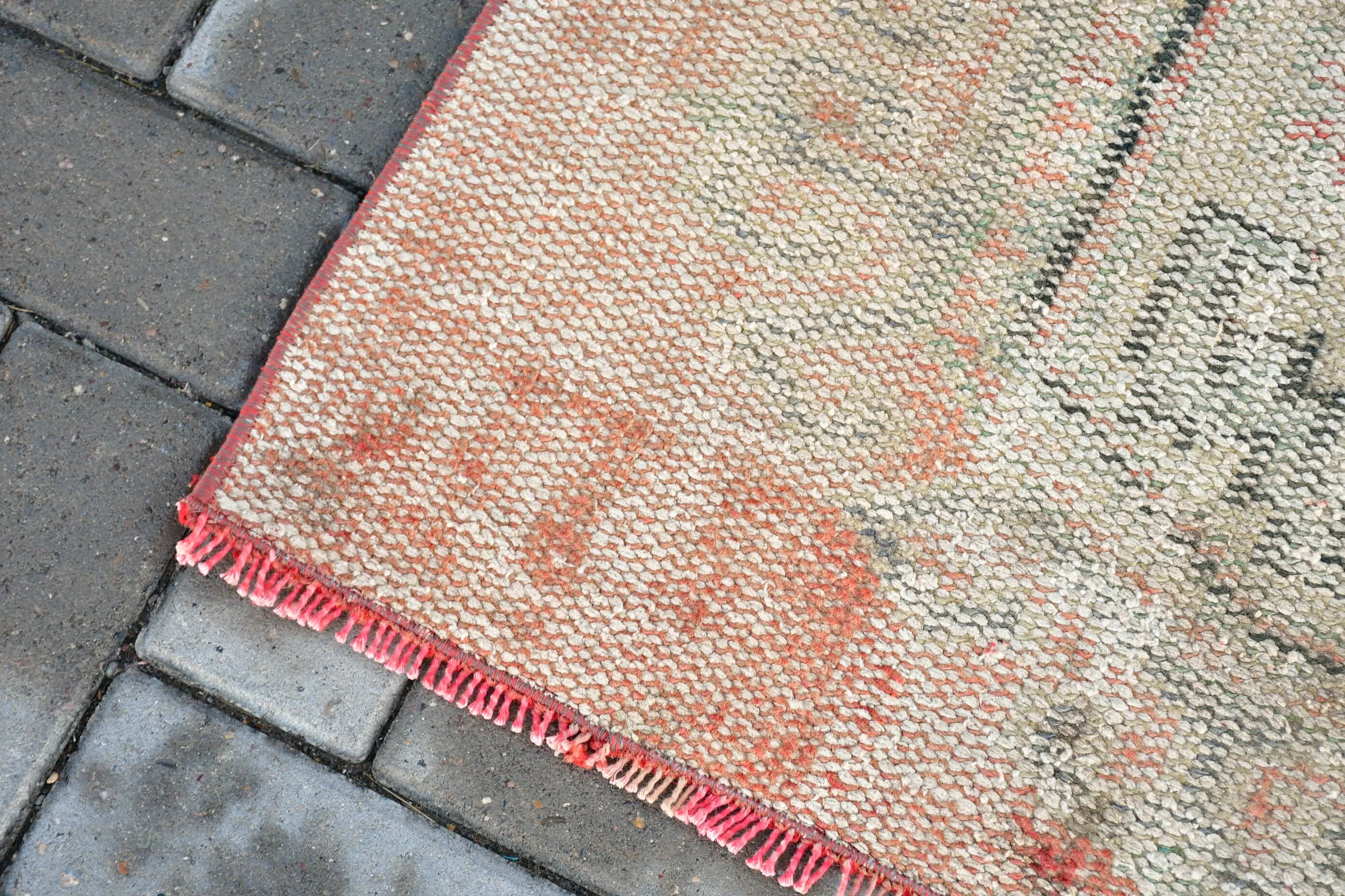 Wool Rug, Cute Rugs, Bath Rug, Red Wool Rug, Vintage Rug, 2.2x2.9 ft Small Rug, Bathroom Rug, Turkish Rugs, Kitchen Rugs, Rugs for Door Mat