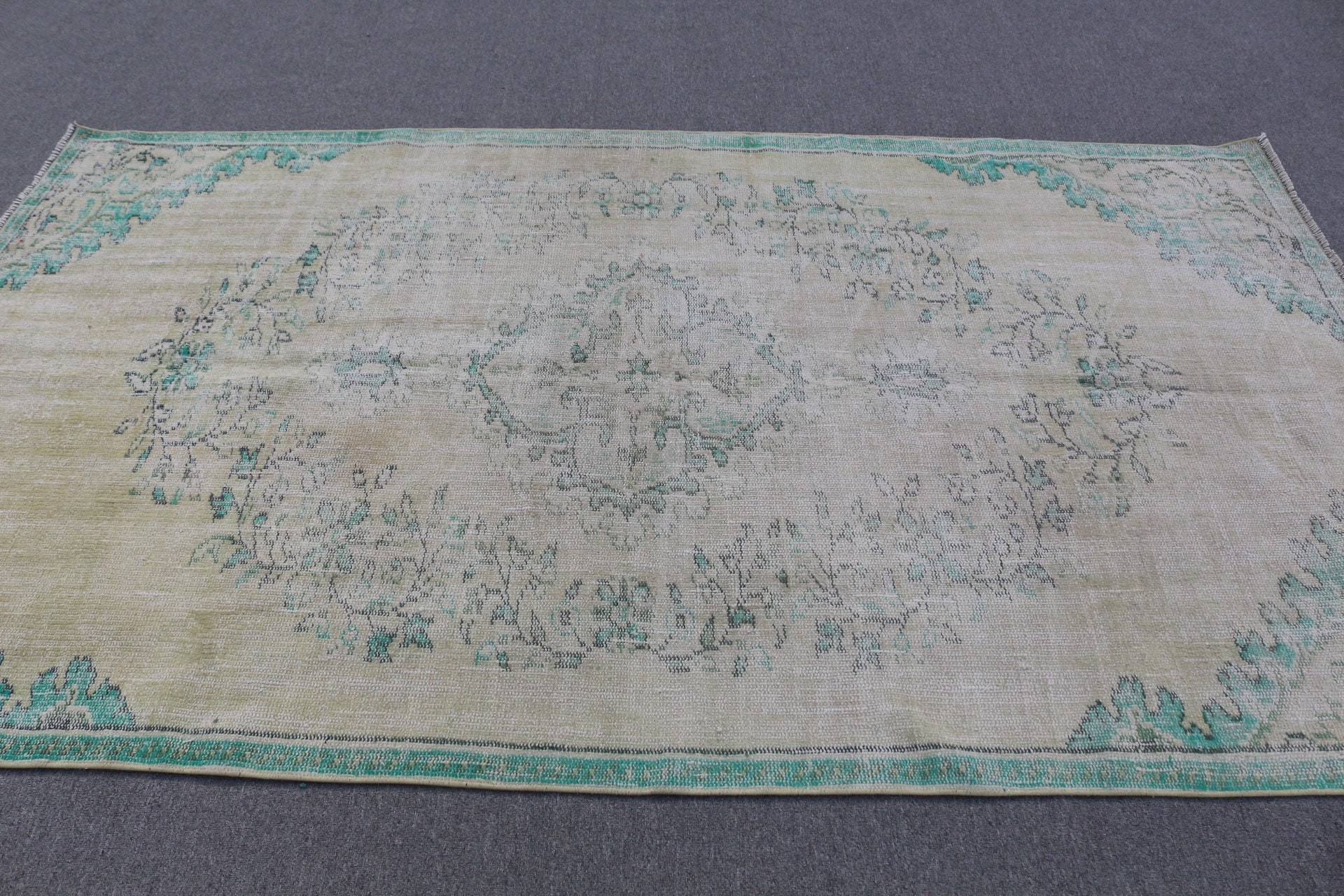 Bedroom Rug, Green Wool Rug, Kitchen Rugs, Turkish Rugs, 4.7x8.4 ft Area Rug, Floor Rug, Vintage Rugs, Rugs for Dining Room