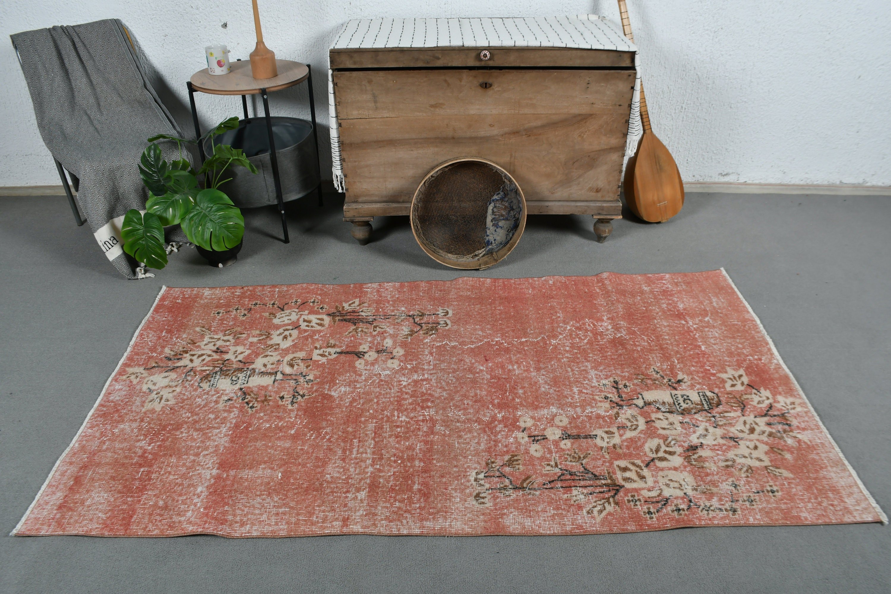 Çocuk Odası Halıları, Ev Dekorasyonu Halıları, 3,6x6,6 ft Accent Halı, Yün Halı, Vintage Halı, Giriş Halıları, Çocuk Halısı, Türk Halısı, Kırmızı Soğuk Halı