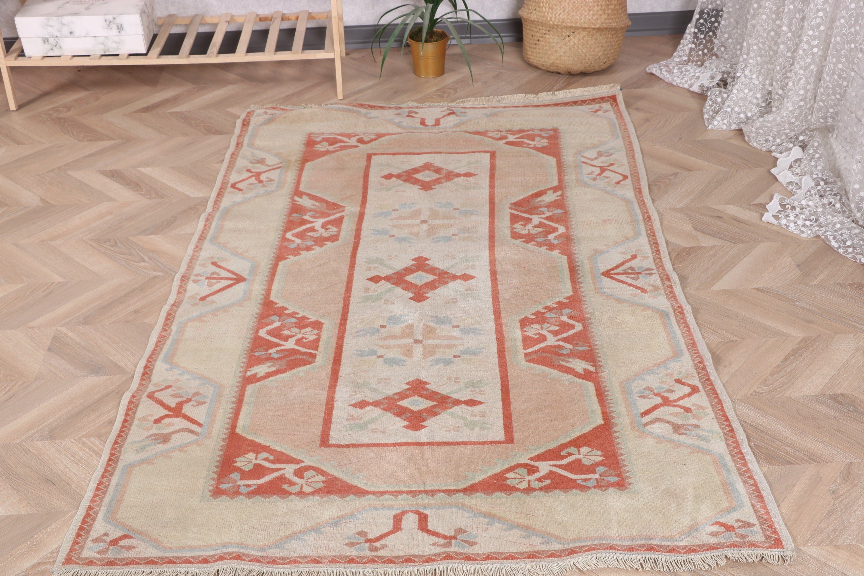 3.9x6 ft Accent Rugs, Red Statement Rugs, Vintage Accent Rugs, Decorative Rugs, Vintage Rugs, Modern Rug, Home Decor Rug, Turkish Rug