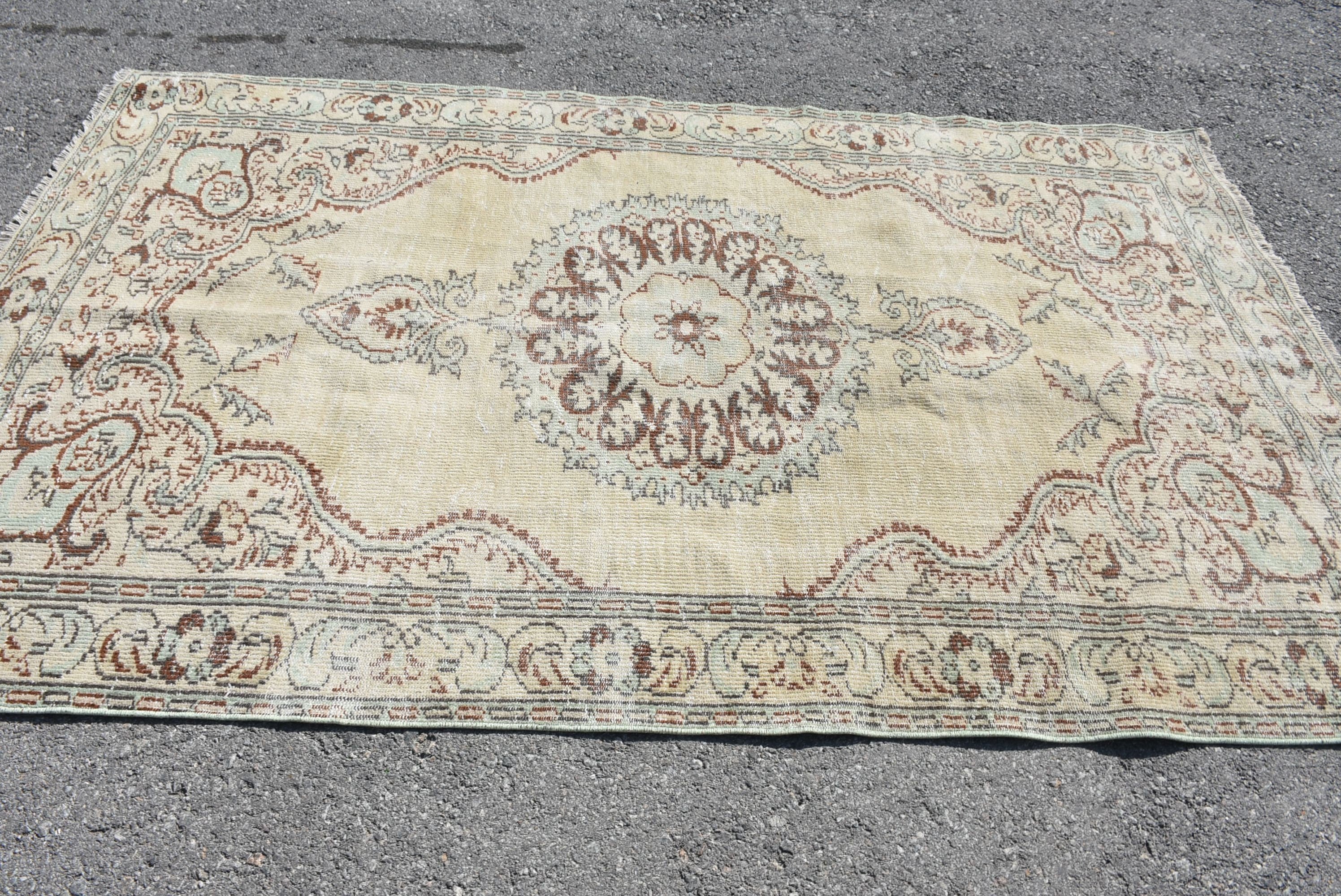 Living Room Rug, Beige Kitchen Rug, 5.2x8.2 ft Large Rug, Vintage Rug, Bedroom Rug, Aztec Rug, Turkish Rug, Antique Rug