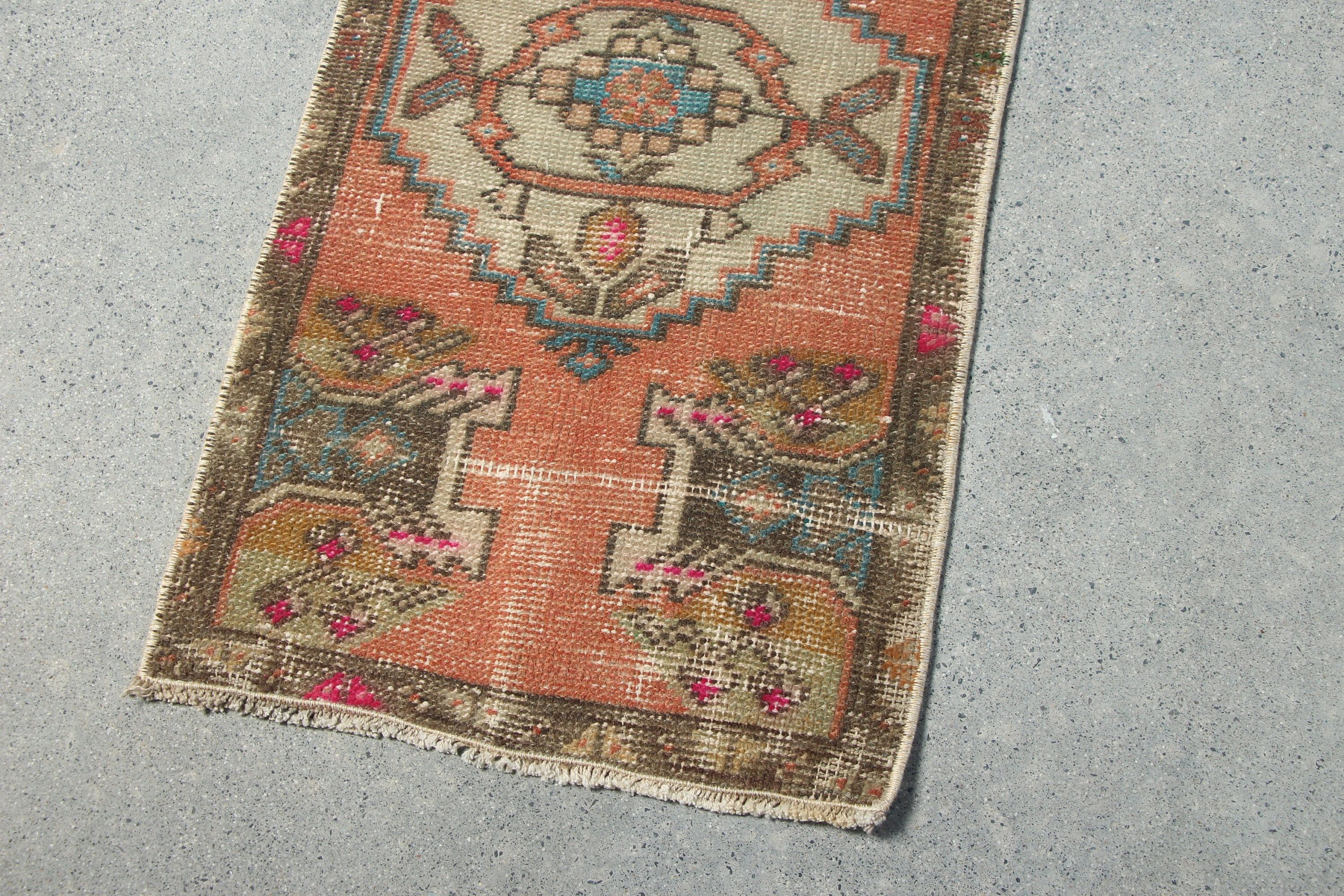 Oriental Rug, Old Rugs, Orange Home Decor Rugs, Vintage Rugs, Turkish Rugs, 1.4x2.6 ft Small Rug, Car Mat Rug, Nursery Rugs, Anatolian Rug