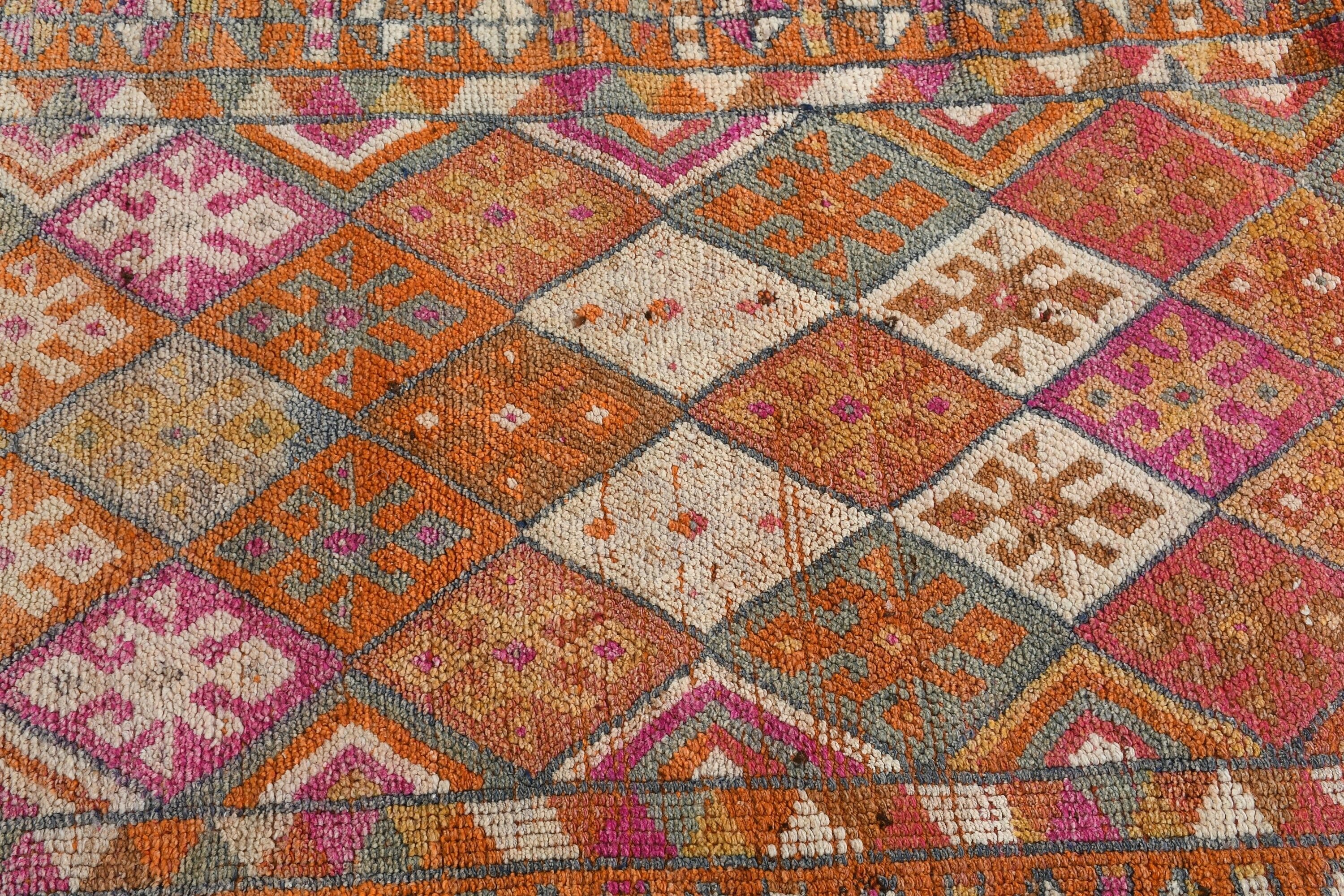 Vintage Rug, Bright Rug, Corridor Rug, Orange  2.7x8.6 ft Runner Rug, Rugs for Hallway, Oushak Rug, Turkish Rug