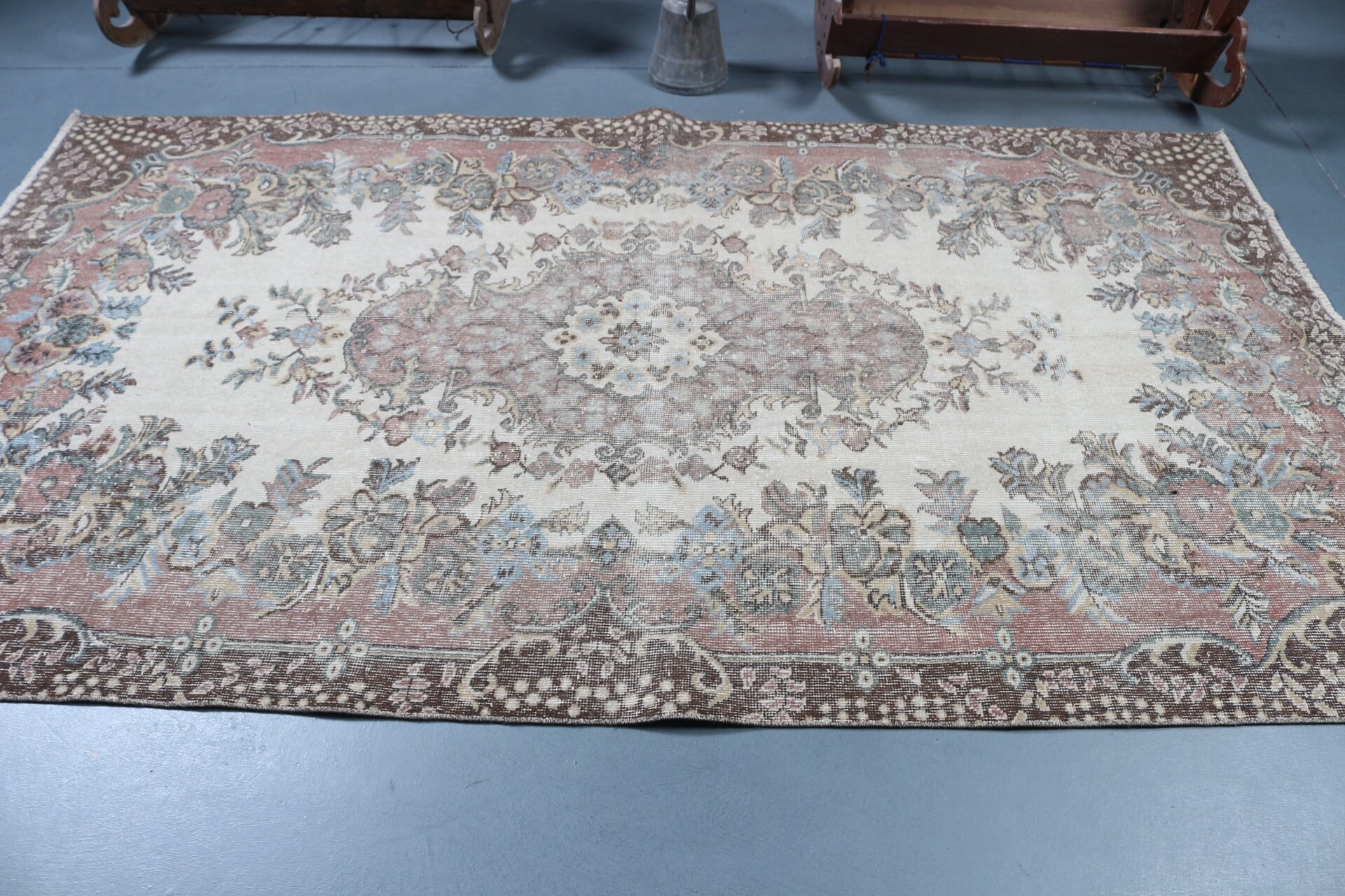 Dining Room Rug, Vintage Rug, Floor Rugs, Beige Oriental Rug, Bedroom Rugs, Eclectic Rug, Salon Rug, Turkish Rug, 5.2x9.1 ft Large Rugs