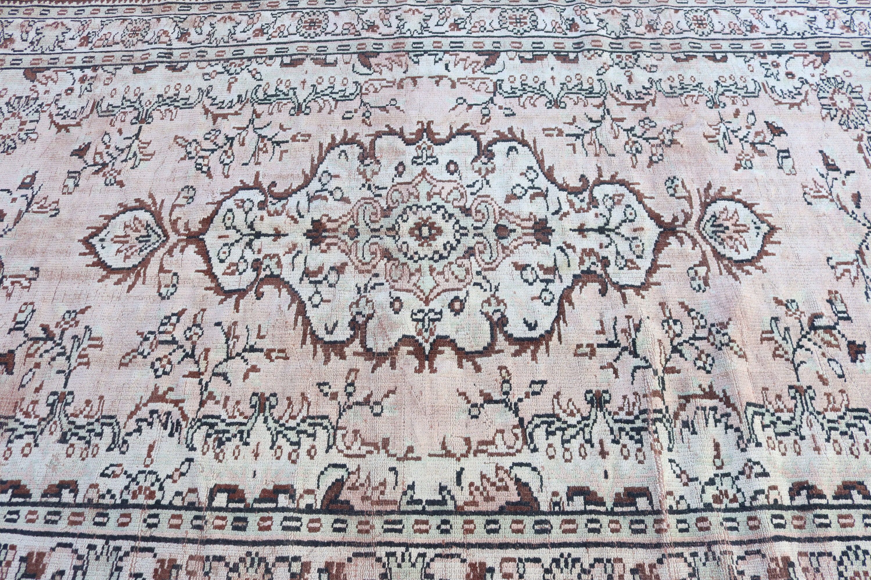 Nötr Halı, Salon Halıları, 6,1x9,4 ft Büyük Halı, Türk Halıları, Vintage Halılar, Kabile Halısı, Yer Halıları, Bej Oushak Halıları, Büyük Boho Halısı