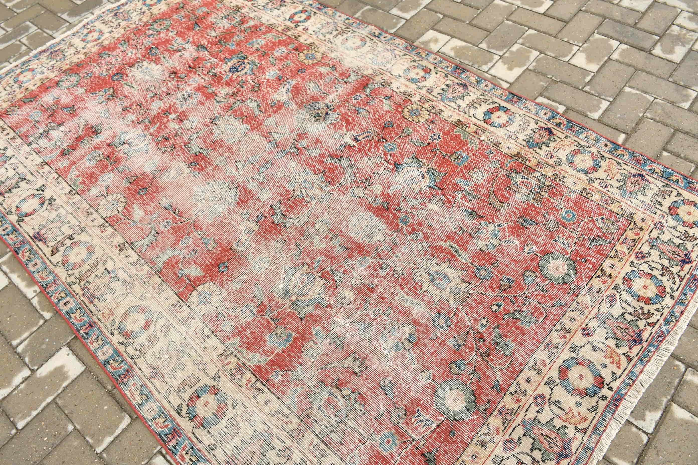 Nursery Rugs, Custom Rug, Bedroom Rug, Moroccan Rug, Vintage Rug, Turkish Rug, Rugs for Dining Room, Red Antique Rugs, 4.8x7.8 ft Area Rug