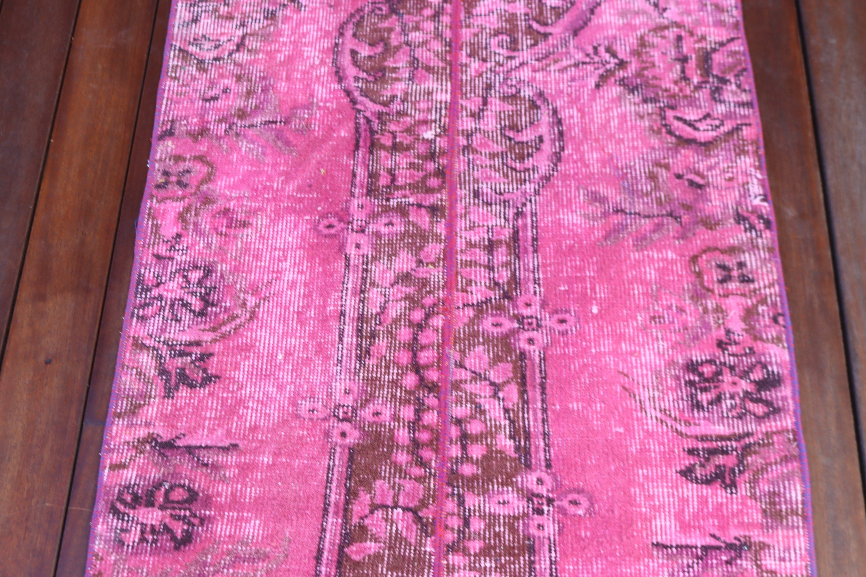 Pink Oushak Rugs, Car Mat Rug, Rugs for Small Area, Vintage Rugs, 2.2x3.9 ft Small Rug, Kitchen Rug, Bedroom Rugs, Turkish Rug, Luxury Rug