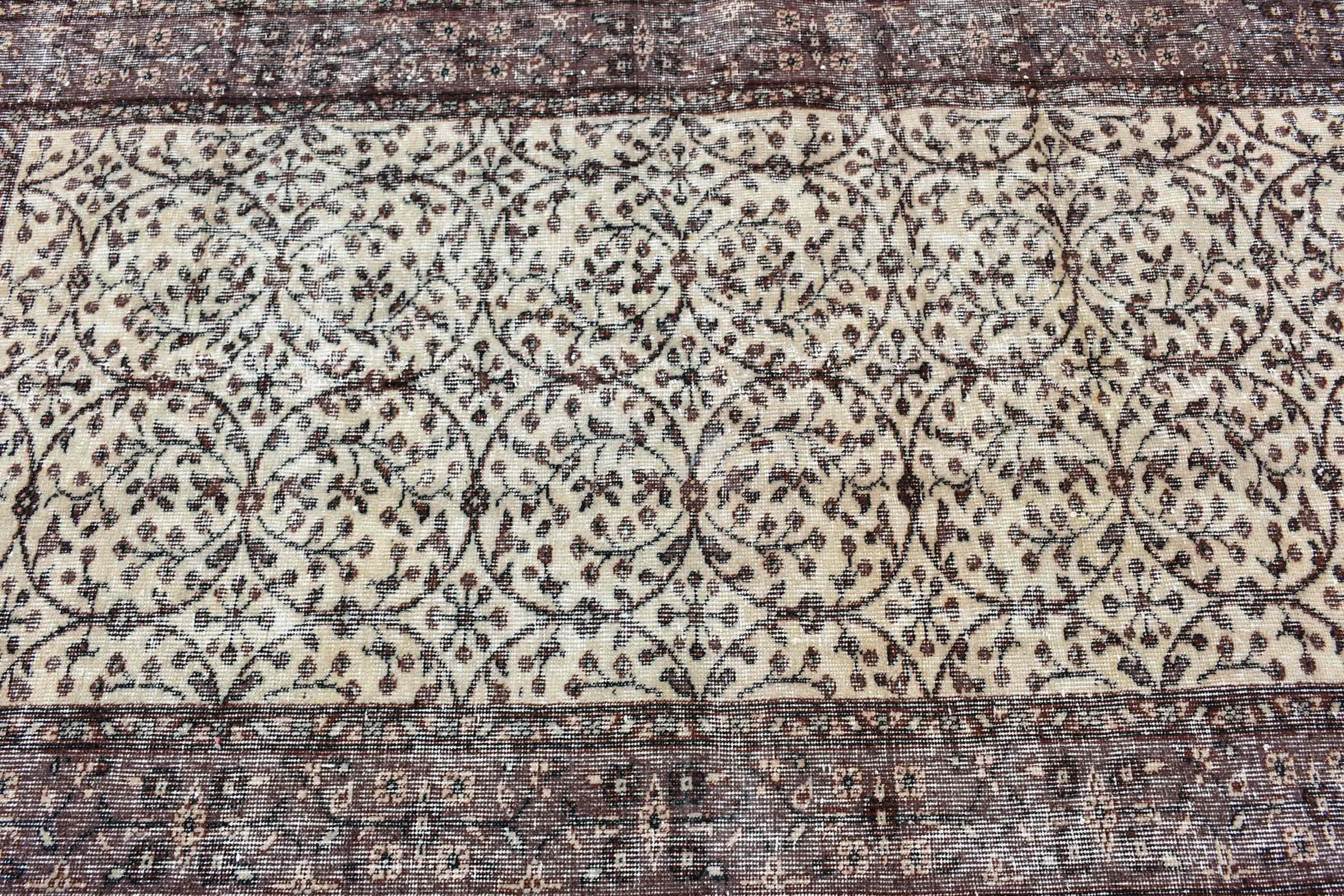 Oushak Rug, Turkish Rug, 3.8x6.7 ft Area Rugs, Kitchen Rugs, Oriental Rug, Floor Rugs, Vintage Rug, Rugs for Area, Brown Oushak Rug