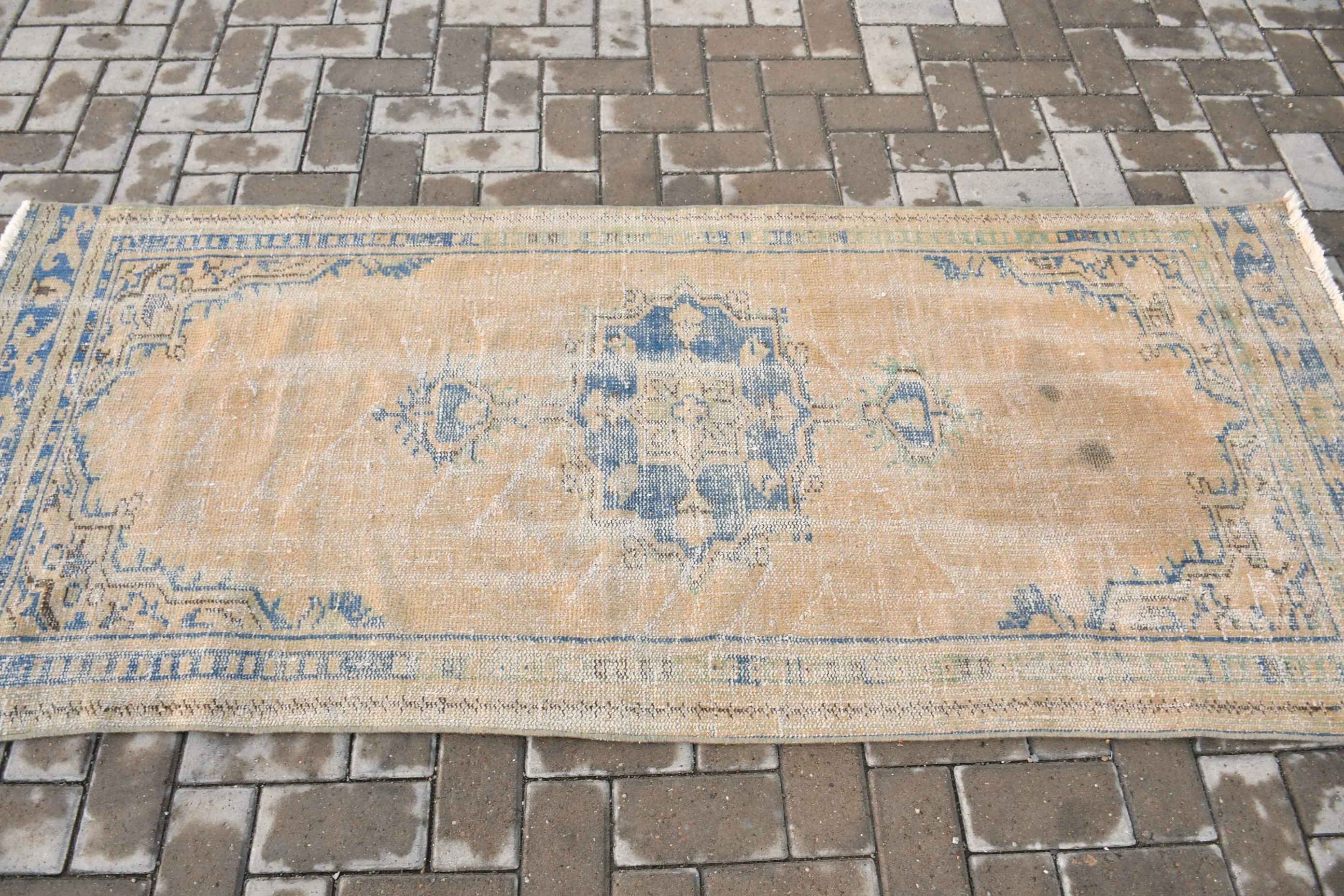 Vintage Rug, Turkish Rug, Kitchen Rug, Bedroom Rug, Nursery Rugs, Cool Rug, Blue  3x6.9 ft Accent Rug, Rugs for Bedroom