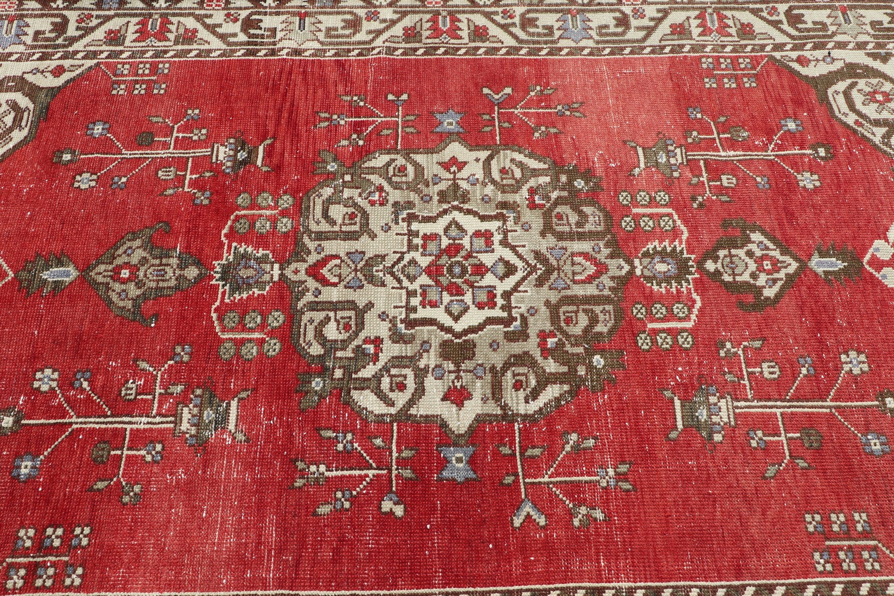 Art Rug, Turkish Rug, Antique Rugs, 4.7x8.8 ft Large Rugs, Dining Room Rug, Red Home Decor Rug, Living Room Rugs, Oriental Rug, Vintage Rug