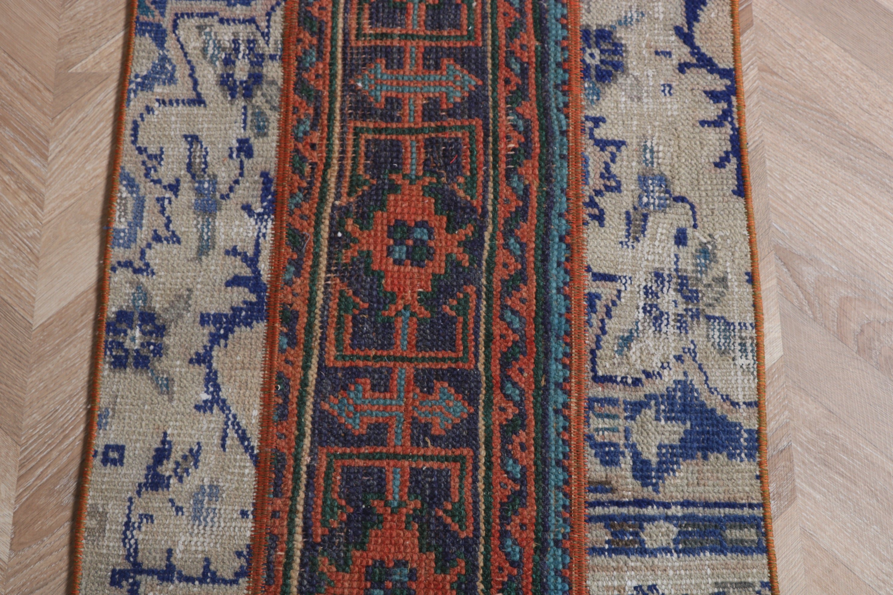 Türk Halıları, Mavi Modern Halı, Vintage Halı, Küçük Alan Halıları, 1.6x2.7 ft Küçük Halı, Giriş Halıları, Oushak Halıları, Giriş Halısı