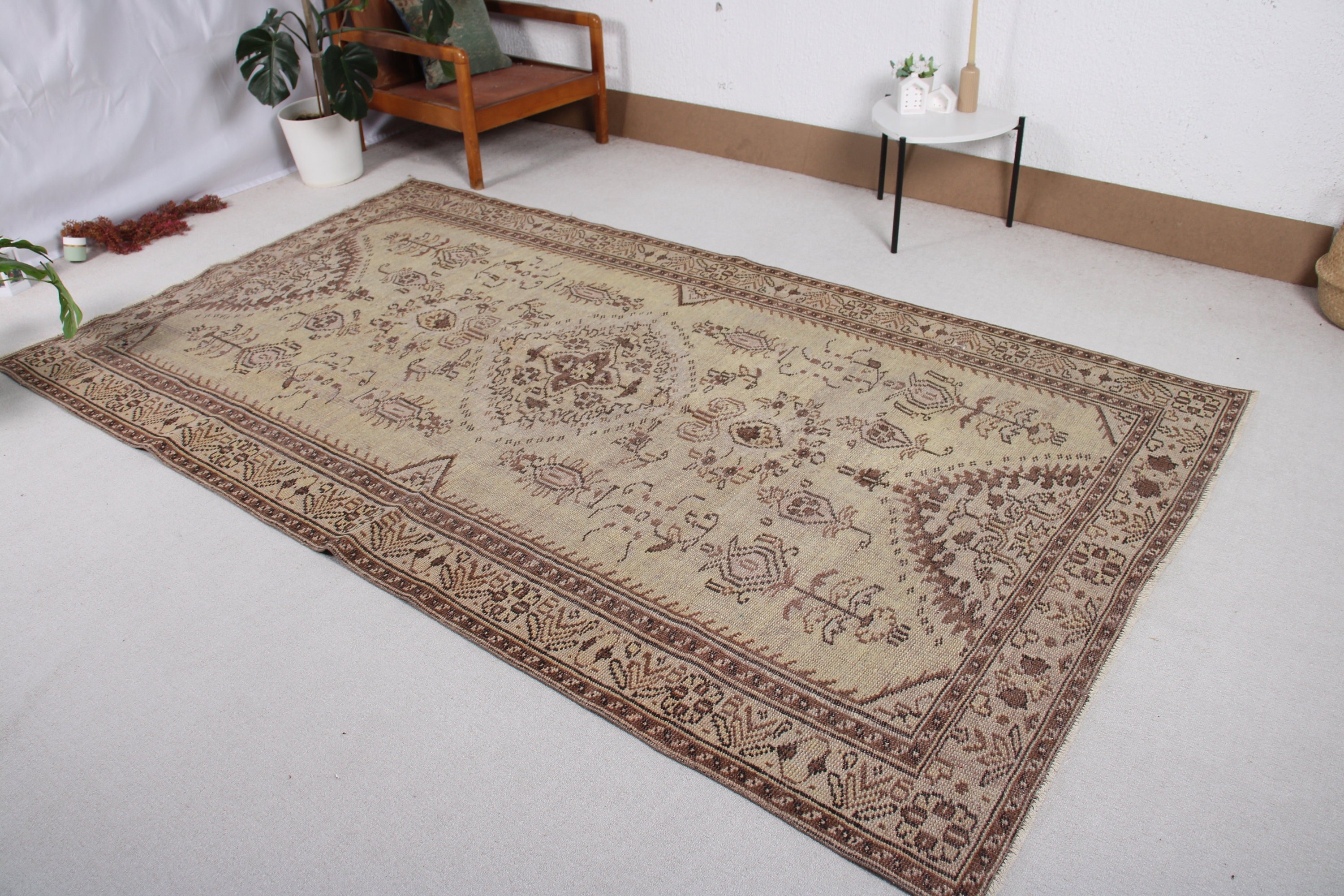 Türk Halıları, Vintage Halı, Mutfak Halıları, Bej 5.4x9.4 ft Büyük Halılar, Yer Halısı, Yatak Odası Halısı, Oturma Odası Halısı, Düz Dokuma Halılar