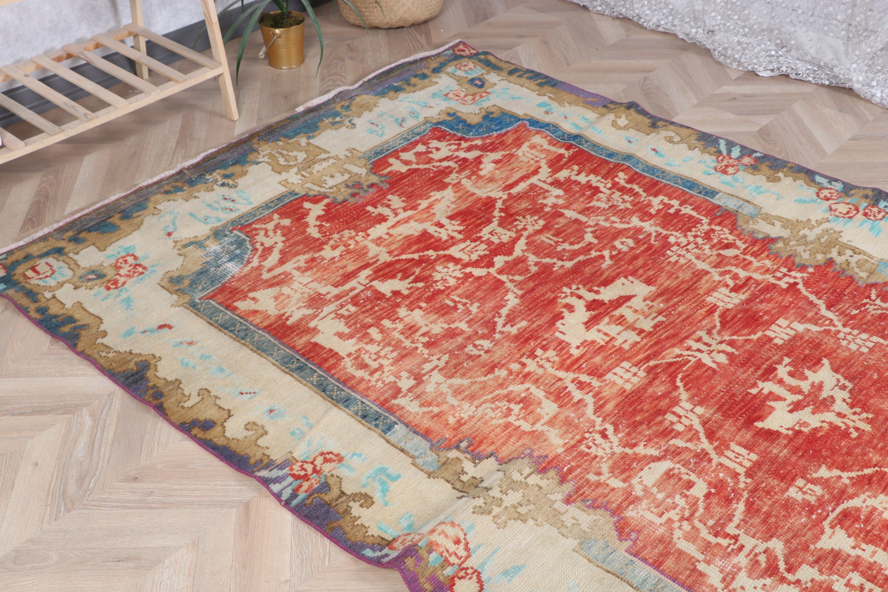 Red Boho Rugs, Geometric Rugs, Bedroom Rug, Large Vintage Rugs, 5x8.2 ft Large Rugs, Moroccan Rugs, Vintage Rugs, Office Rugs, Turkish Rugs