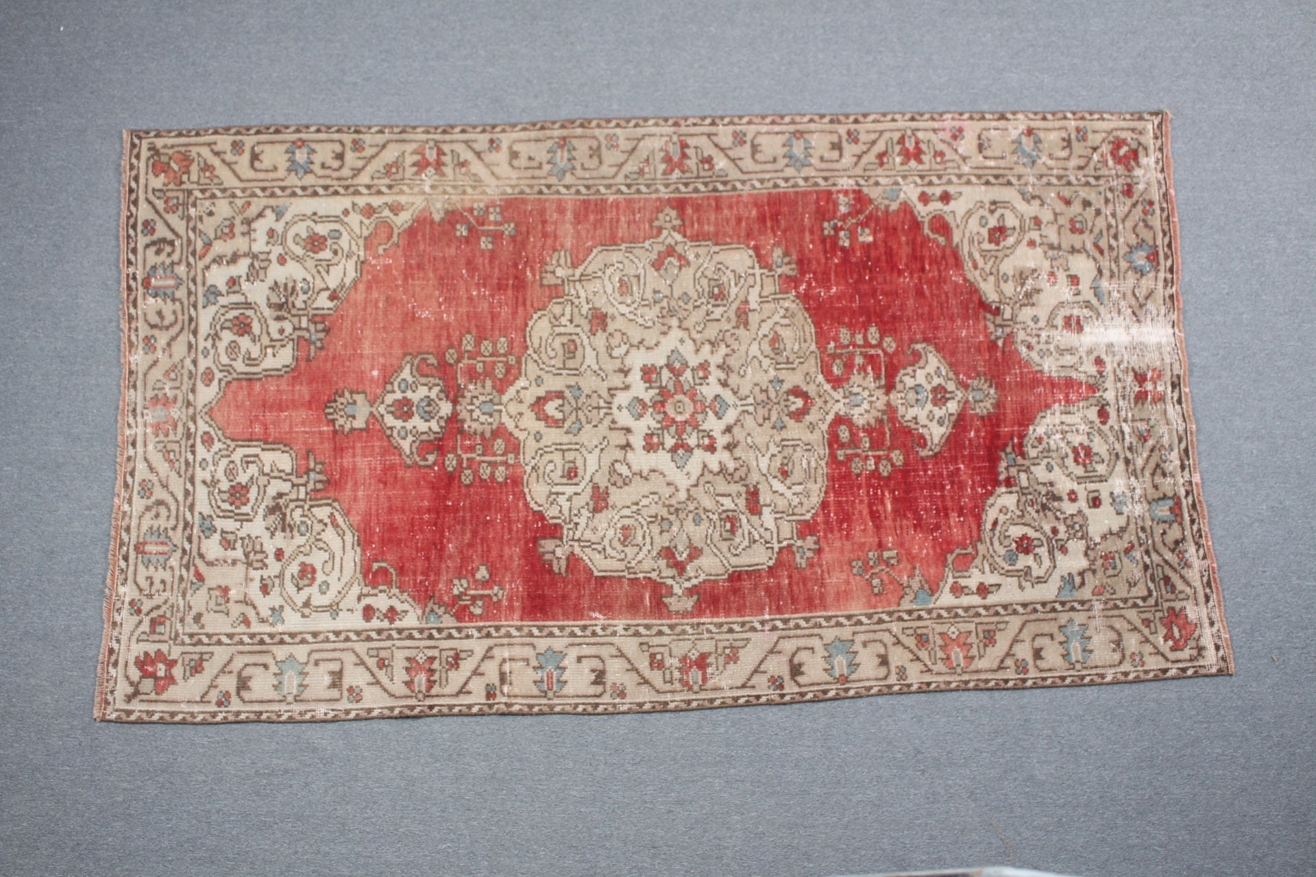 Retro Rugs, Oriental Rug, Rugs for Dining Room, Floor Rugs, Turkish Rug, Dining Room Rug, 4.2x7.2 ft Area Rugs, Red Wool Rugs, Vintage Rug