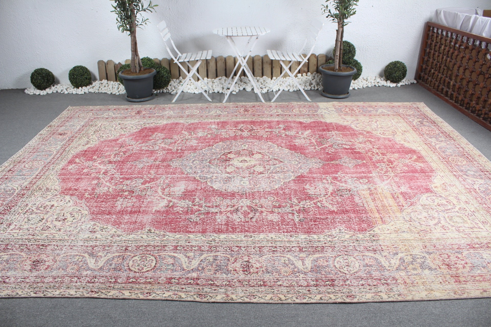 Red Wool Rug, Home Decor Rugs, Salon Rug, Oushak Rugs, Dining Room Rugs, Vintage Rugs, Pale Rugs, 9x12.4 ft Oversize Rug, Turkish Rugs