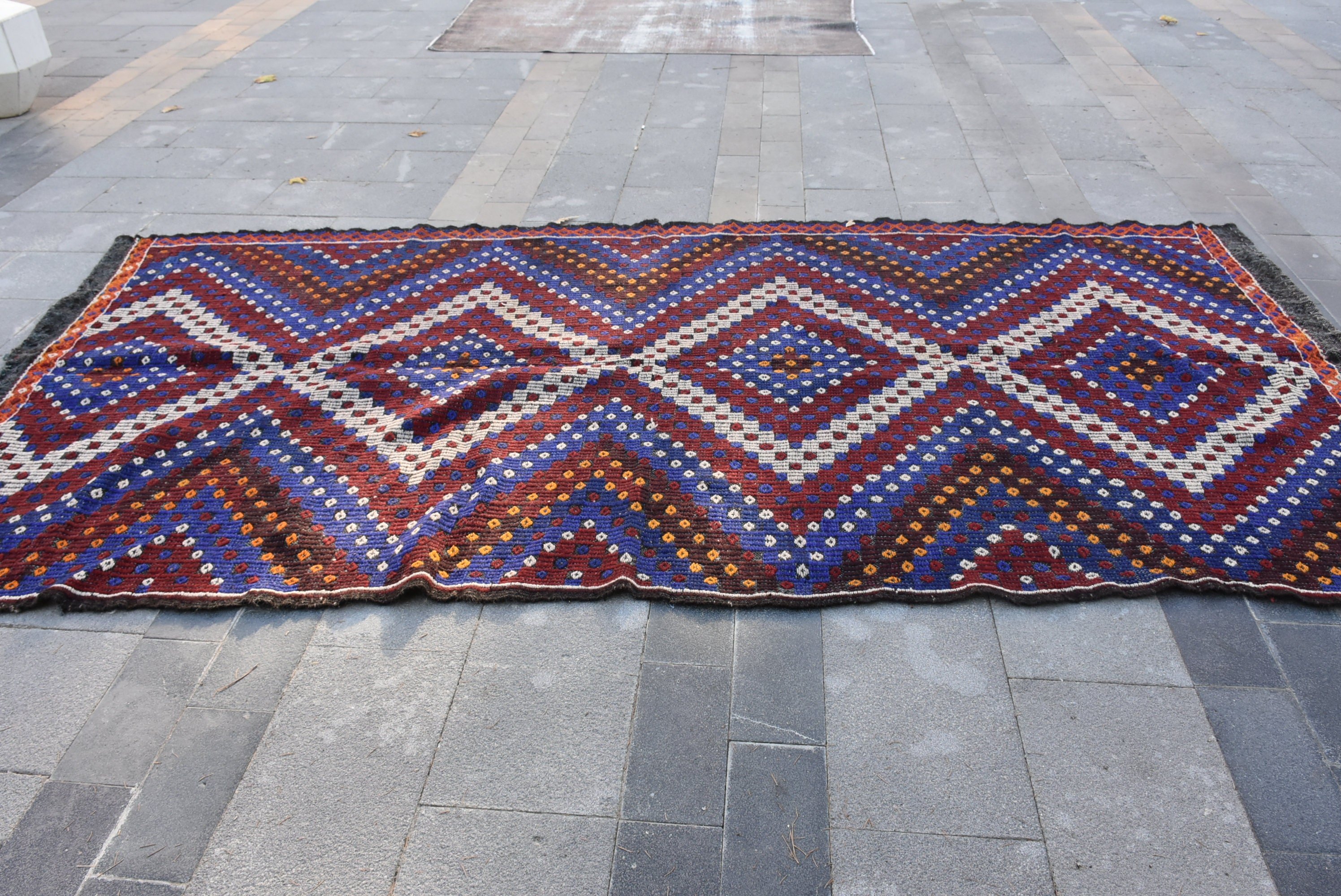 Dining Room Rug, Kilim, Vintage Rug, Bedroom Rug, Living Room Rugs, Turkish Rug, Blue  5.4x11 ft Large Rug, Moroccan Rug