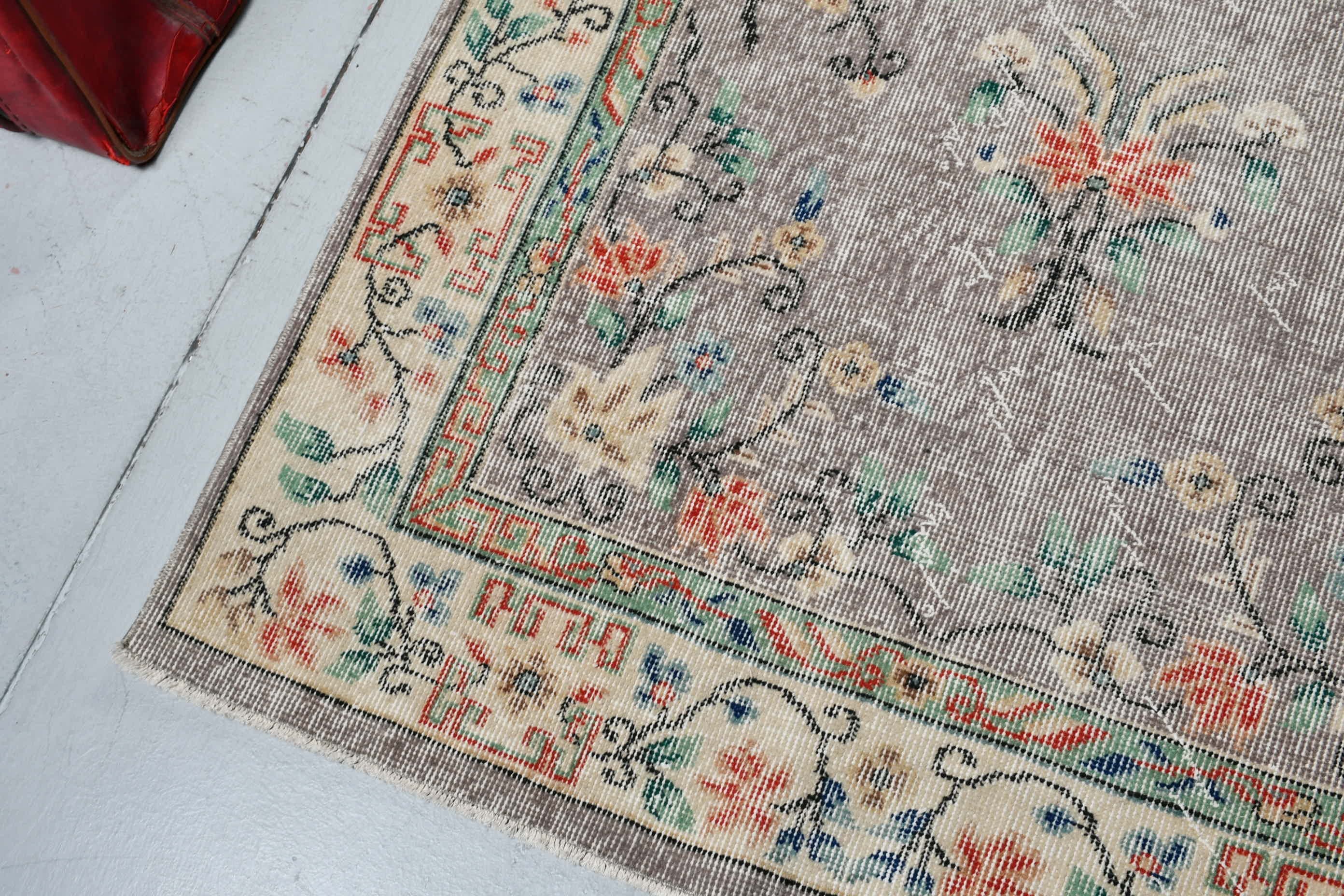 Dining Room Rug, Vintage Rug, Rugs for Nursery, 3.7x6.7 ft Area Rug, Gray Antique Rug, Kitchen Rugs, Wool Rug, Nursery Rug, Turkish Rug