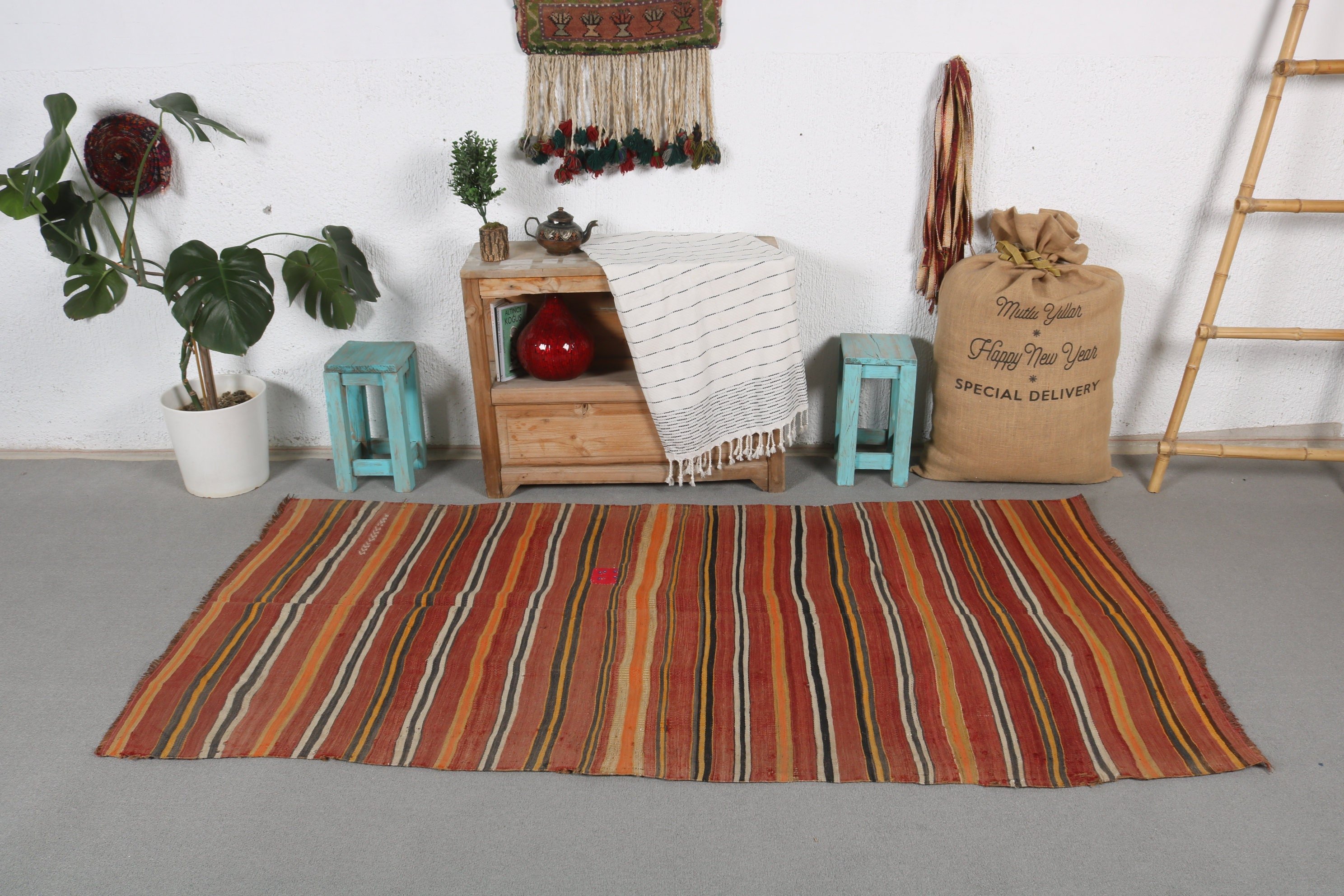 Türk Halısı, Çocuk Halıları, Yer Halıları, Kilim, Oryantal Halı, 3,4x7,1 ft Alan Halıları, Kırmızı Soğuk Halılar, El Dokuma Halı, Vintage Halı