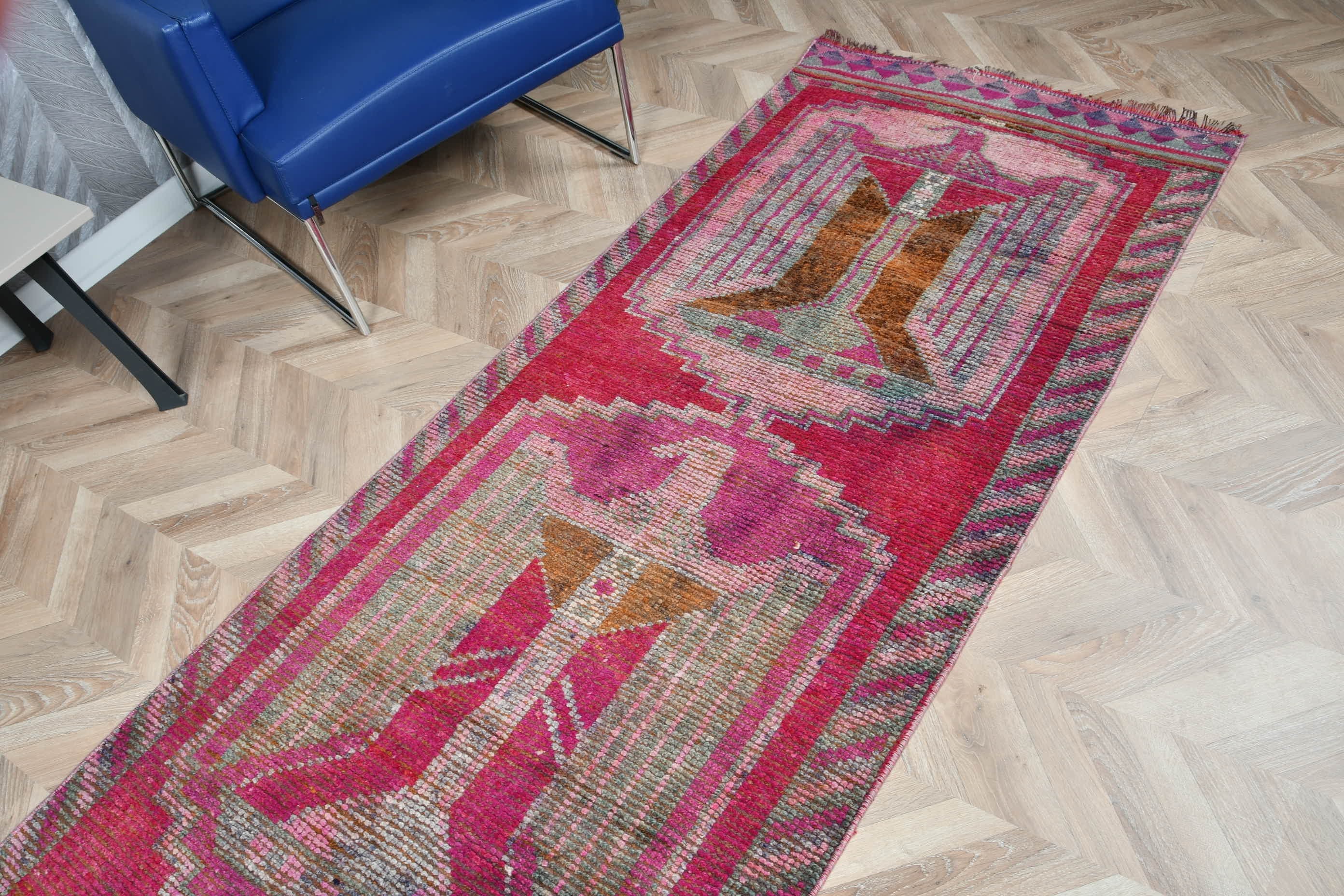 Floor Rug, Rugs for Kitchen, Turkish Rugs, Kitchen Rug, Pink  3x11.8 ft Runner Rug, Hallway Rugs, Vintage Rugs