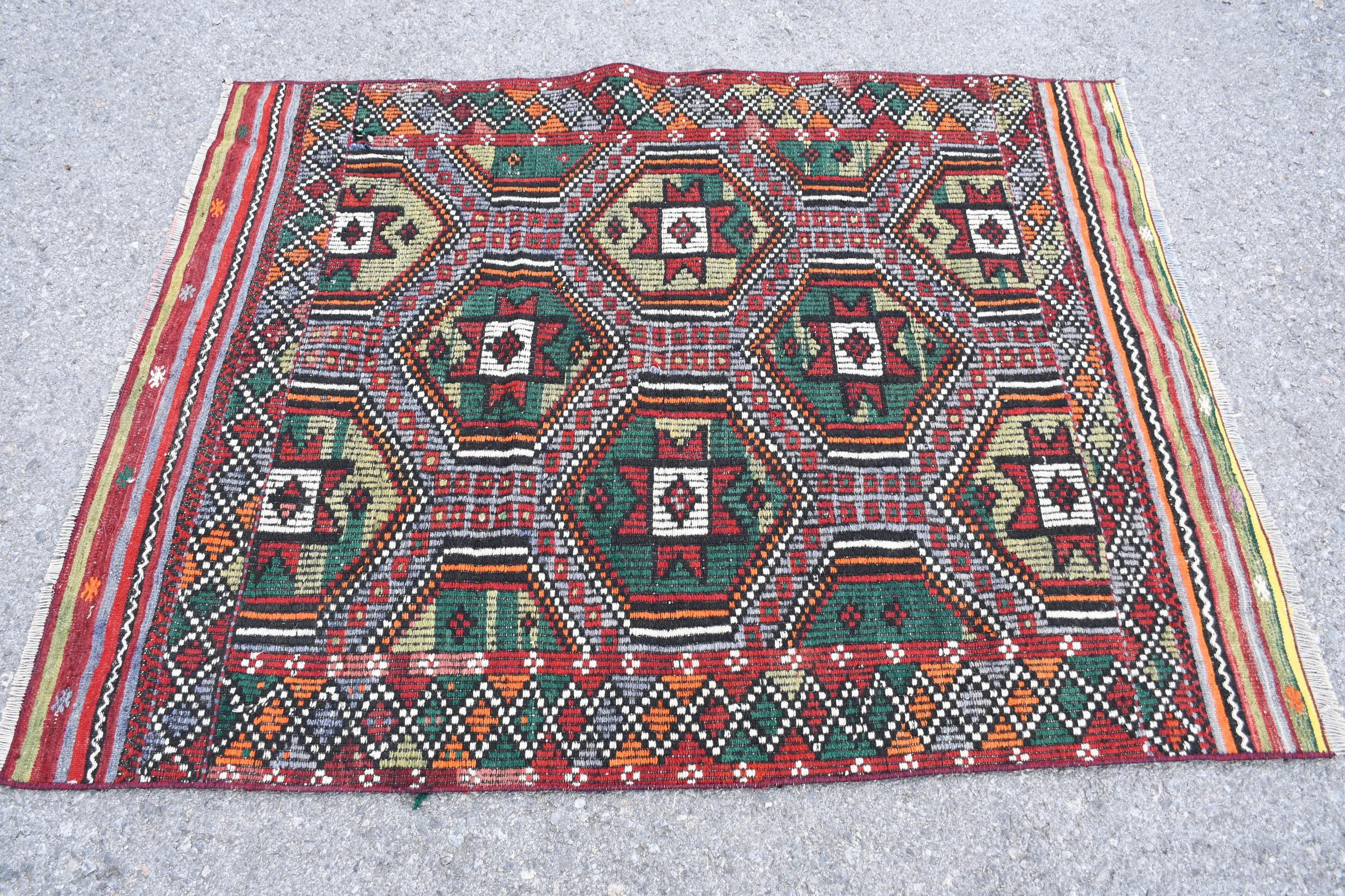 Red Moroccan Rug, Kitchen Rug, Bedroom Rug, Kilim, Vintage Rugs, 3.6x4.8 ft Accent Rug, Turkish Rug, Antique Rugs, Moroccan Rug, Pale Rug