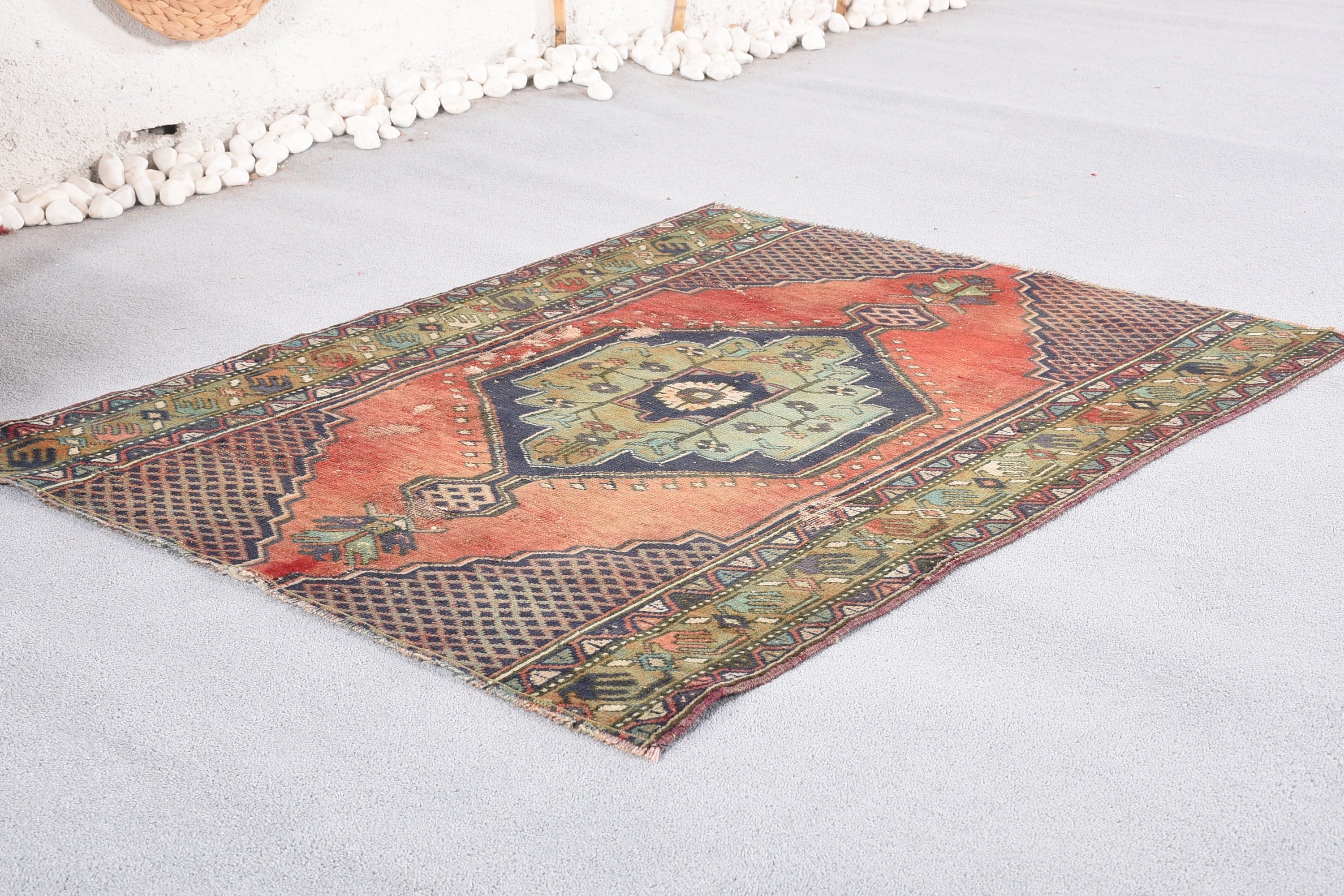 Entry Rug, Rugs for Car Mat, Oushak Rug, Wall Hanging Rug, Red Cool Rug, Vintage Rug, 3.2x4 ft Small Rugs, Turkish Rug