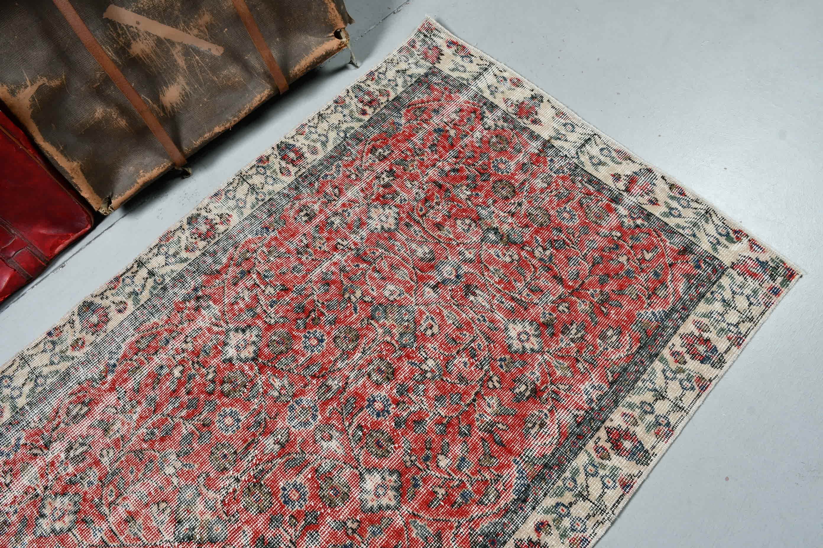 Vintage Rugs, 3.5x6.4 ft Accent Rugs, Kitchen Rug, Designer Rugs, Entry Rug, Turkish Rug, Red Oriental Rug, Anatolian Rugs