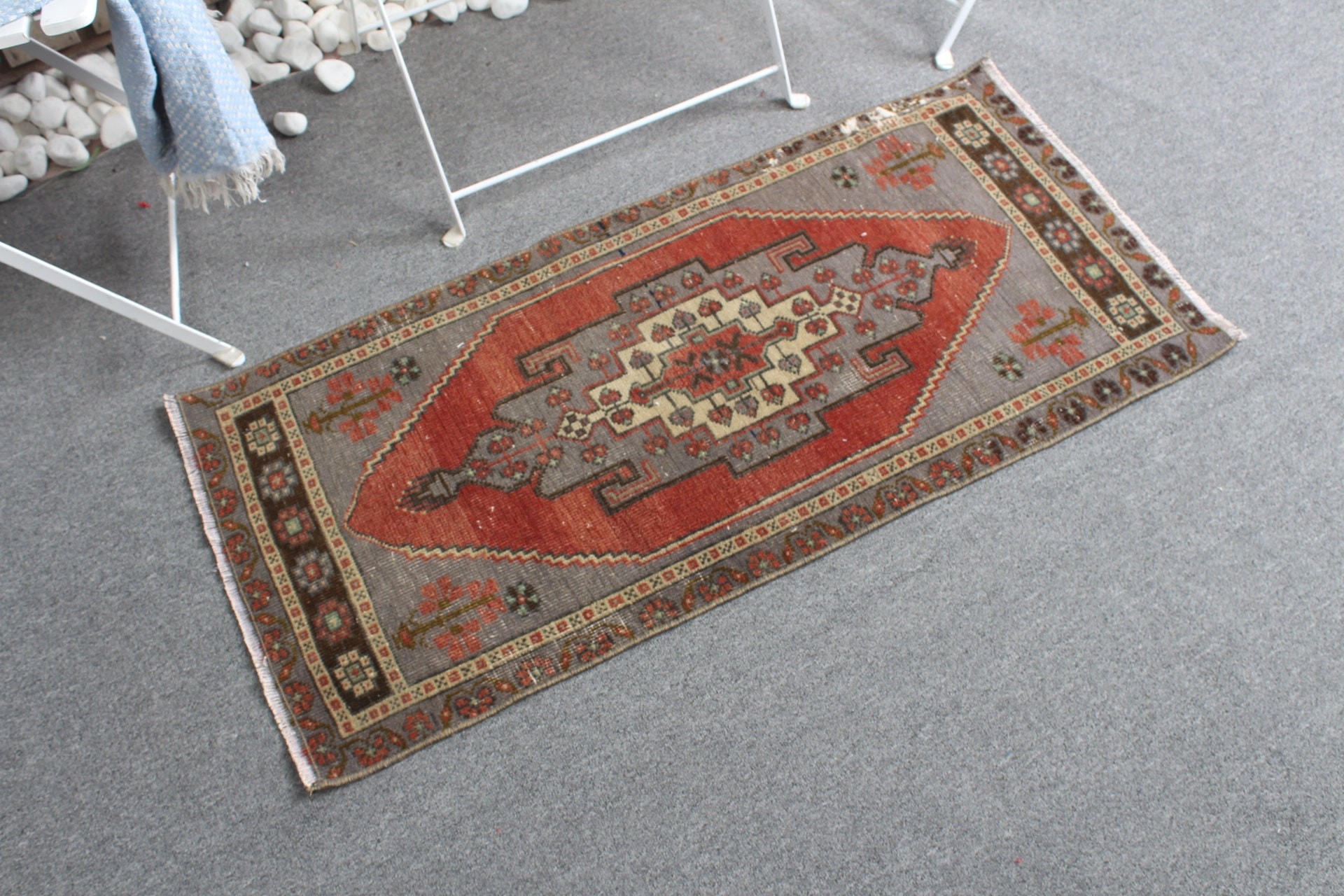 Oushak Rug, Vintage Rug, Nursery Rug, Car Mat Rugs, Turkish Rugs, Old Rug, Red Wool Rug, Kitchen Rugs, 1.7x3.4 ft Small Rug, Rugs for Bath