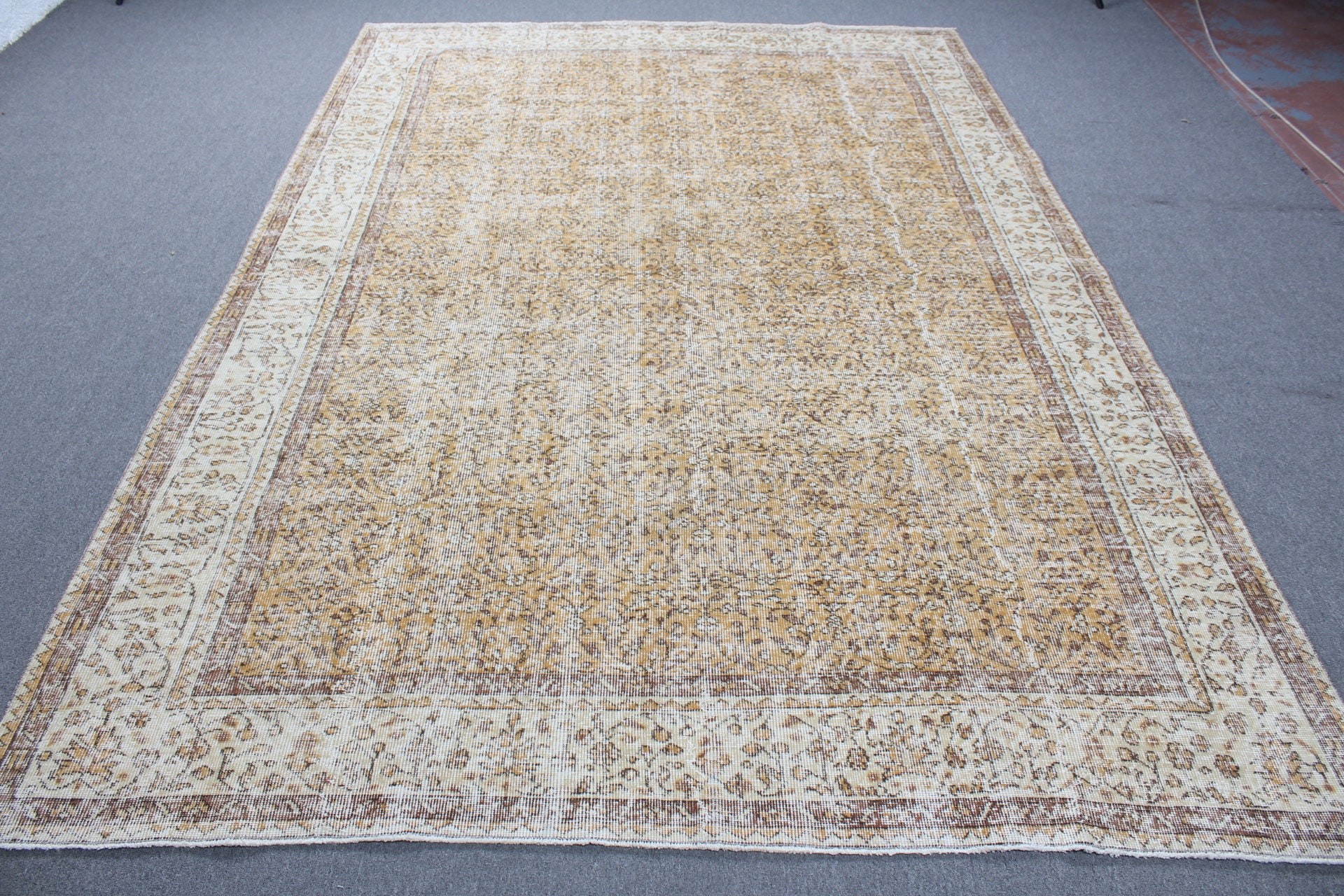 Ev Dekor Halısı, Turuncu Antika Halı, Yatak Odası Halısı, Türk Halıları, Mutfak Halısı, Oturma Odası Halıları, Retro Halı, 6.8x9.9 ft Büyük Halı, Vintage Halılar