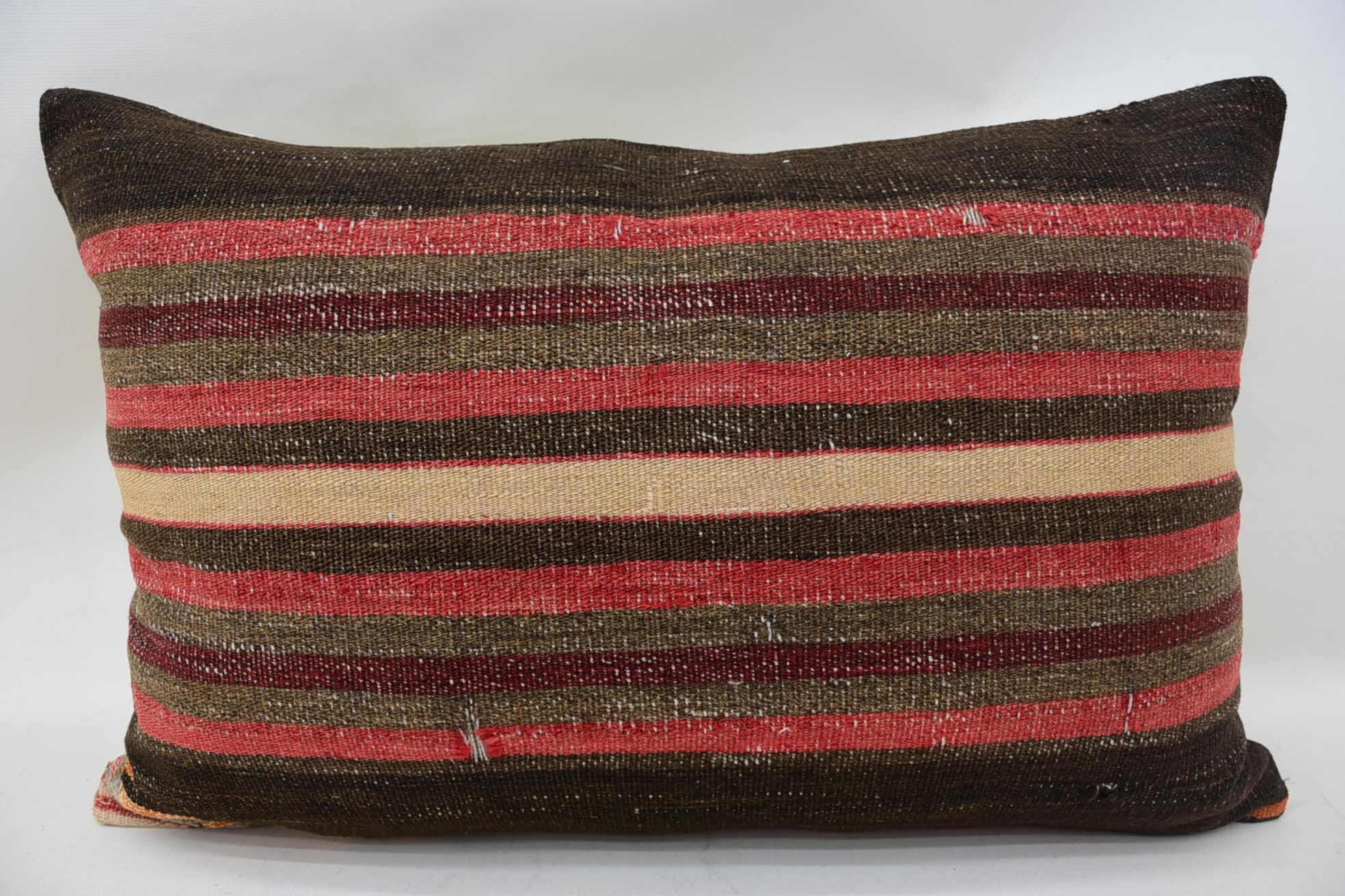 Handmade Kilim Cushion, Handmade Throw Pillow Cover, Antique Pillows, Kilim Pillow, Chair Cushion, 16"x24" Brown Pillow Case