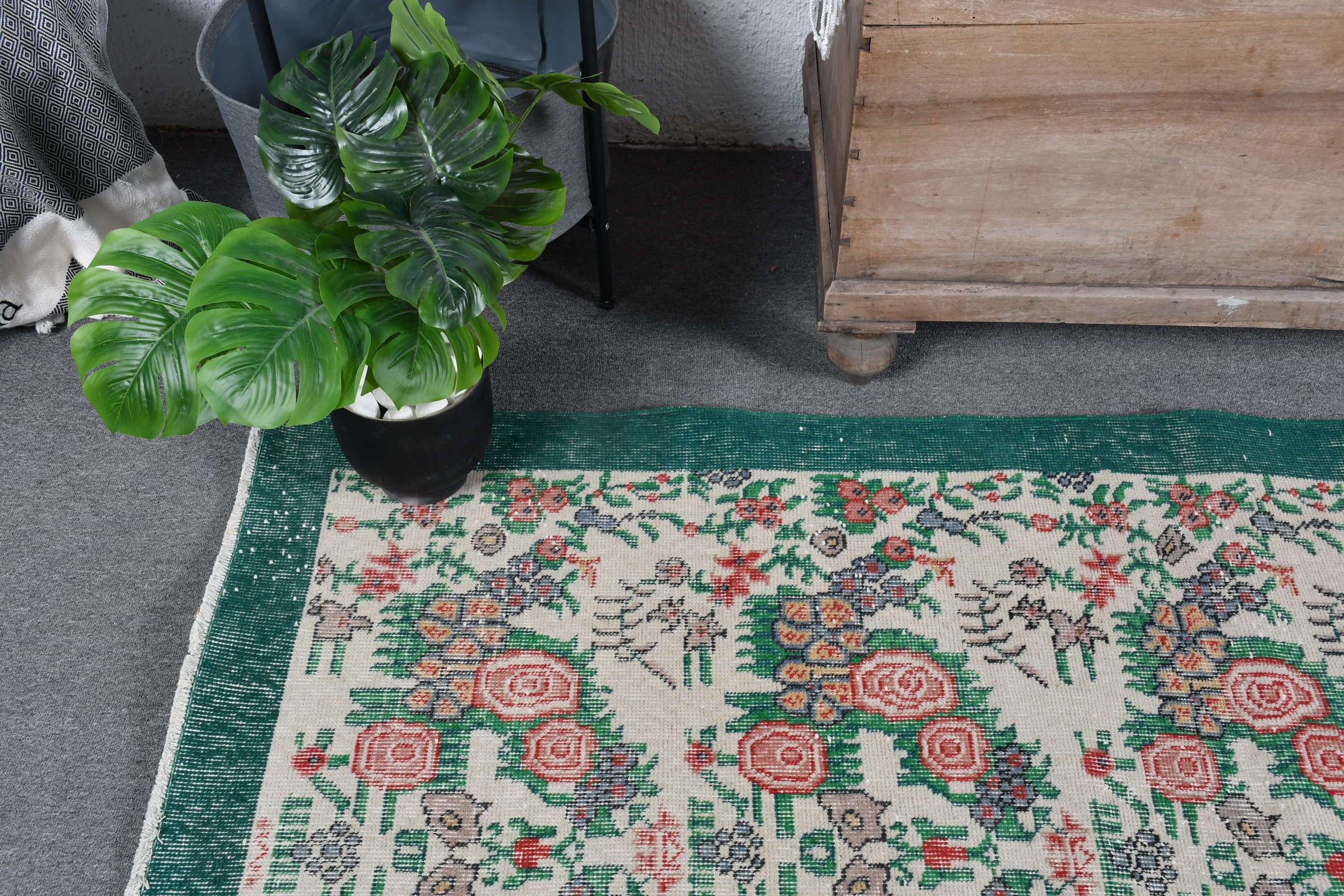 Kitchen Rugs, Beige Anatolian Rug, Bedroom Rug, Turkish Rugs, Vintage Rug, Rugs for Dining Room, 3.8x6.8 ft Area Rug, Home Decor Rug