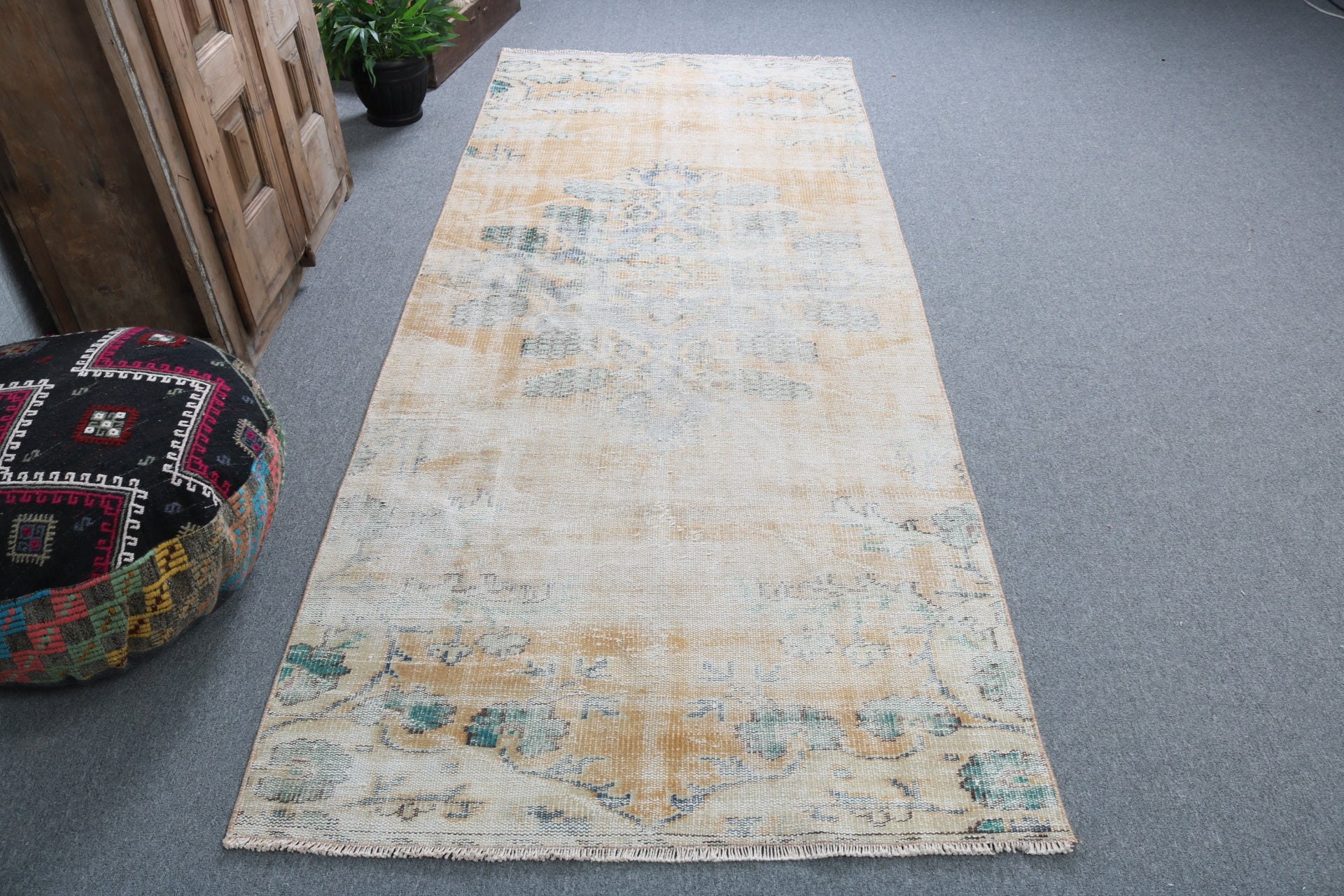 Orange Oriental Rug, Ethnic Rugs, Indoor Rug, Oriental Rugs, Boho Area Rug, 3.6x8.8 ft Area Rugs, Turkish Rug, Vintage Rugs, Bedroom Rugs