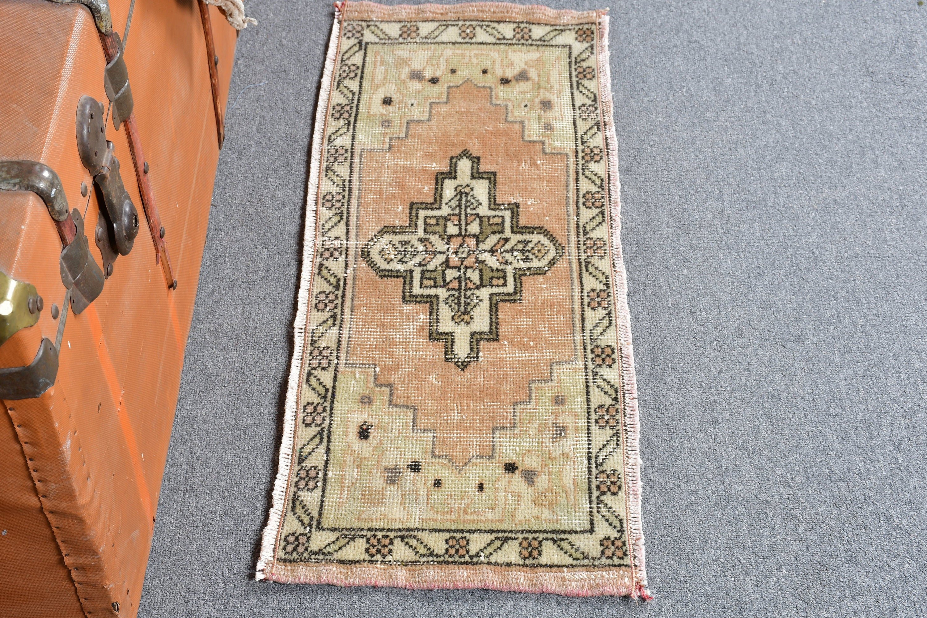 1.1x2.8 ft Small Rug, Rugs for Bedroom, Wool Rug, Bedroom Rug, Turkish Rugs, Brown Antique Rug, Door Mat Rug, Vintage Rug