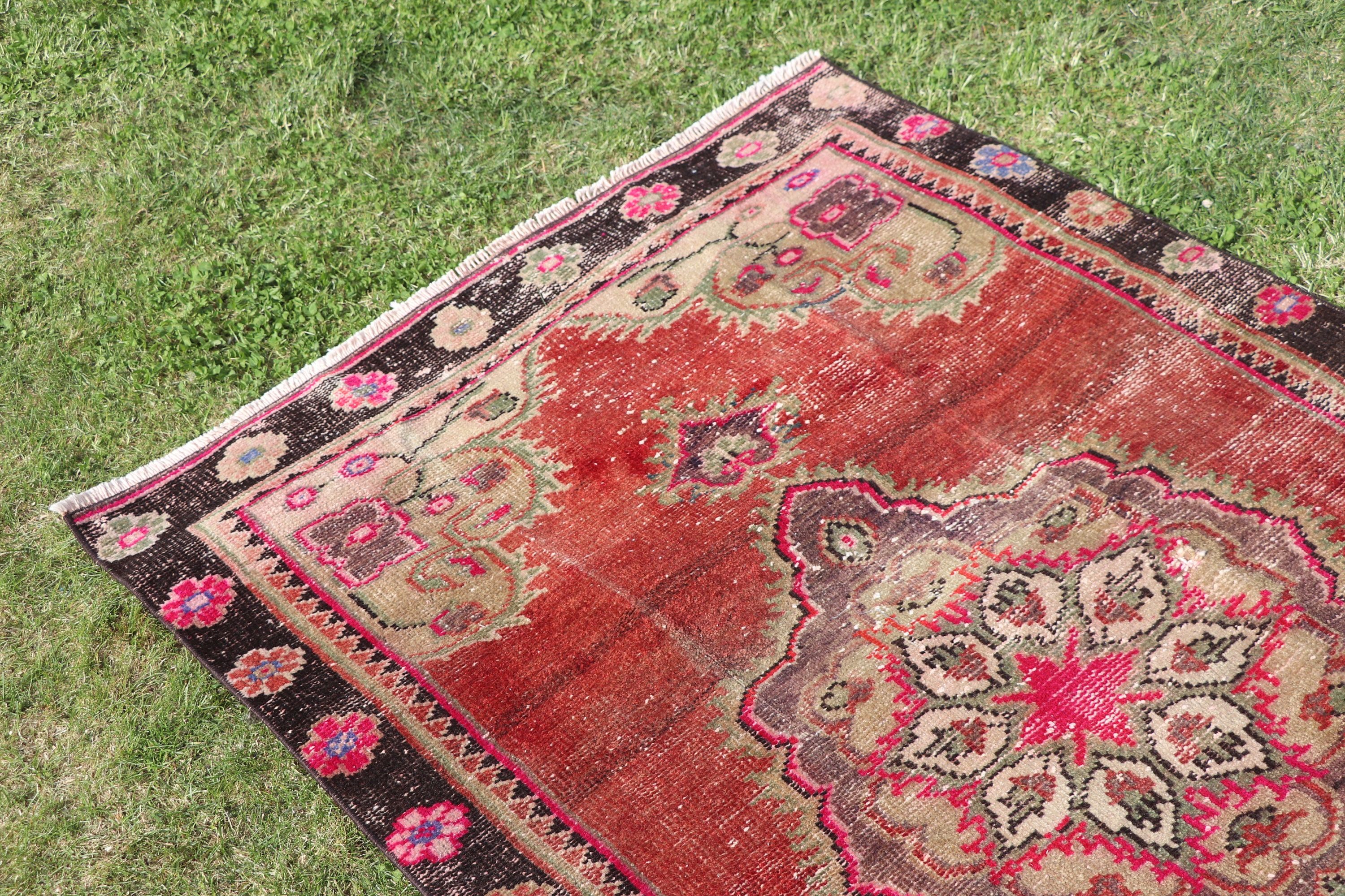 Kırmızı Oushak Halılar, Vintage Vurgulu Halılar, Oryantal Halı, Türk Halısı, Vintage Halı, 3,4x5,5 ft Aksanlı Halılar, Açıklama Halıları, Boho Vurgulu Halı