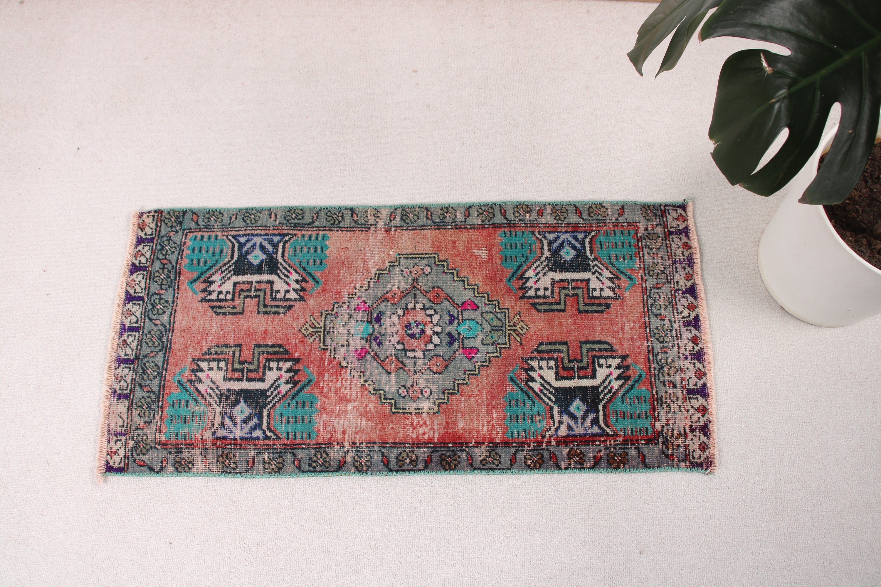 1.5x3.2 ft Küçük Halı, Mutfak Halıları, Duvara Asılı Halılar, Türk Halıları, Kırmızı Anadolu Halıları, Yer Halıları, Boho Halıları, Vintage Halı