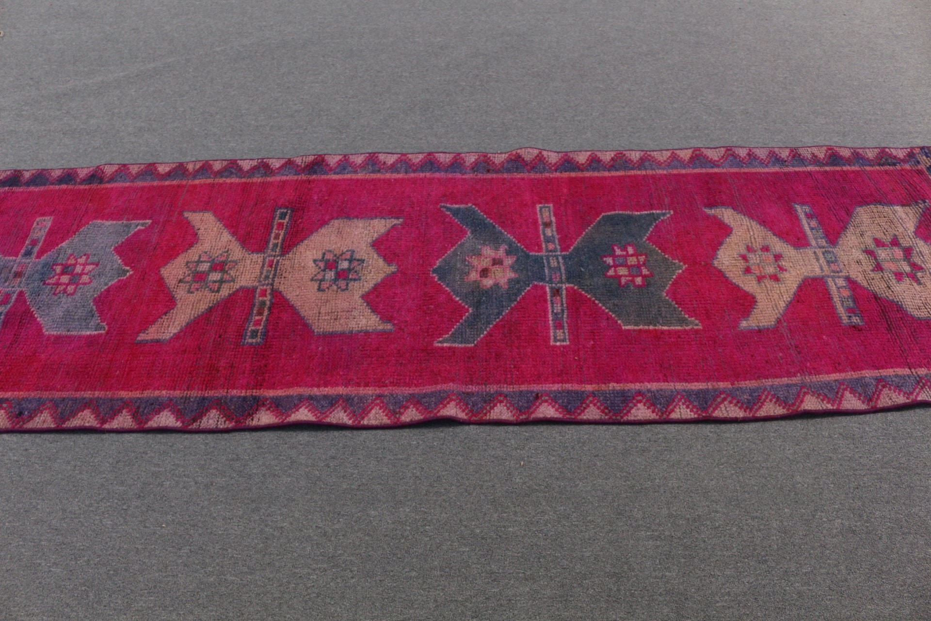 Vintage Rug, Pink Oriental Rug, Oushak Rugs, Turkish Rugs, Stair Rug, Rugs for Stair, Hallway Rug, 2.9x10 ft Runner Rug